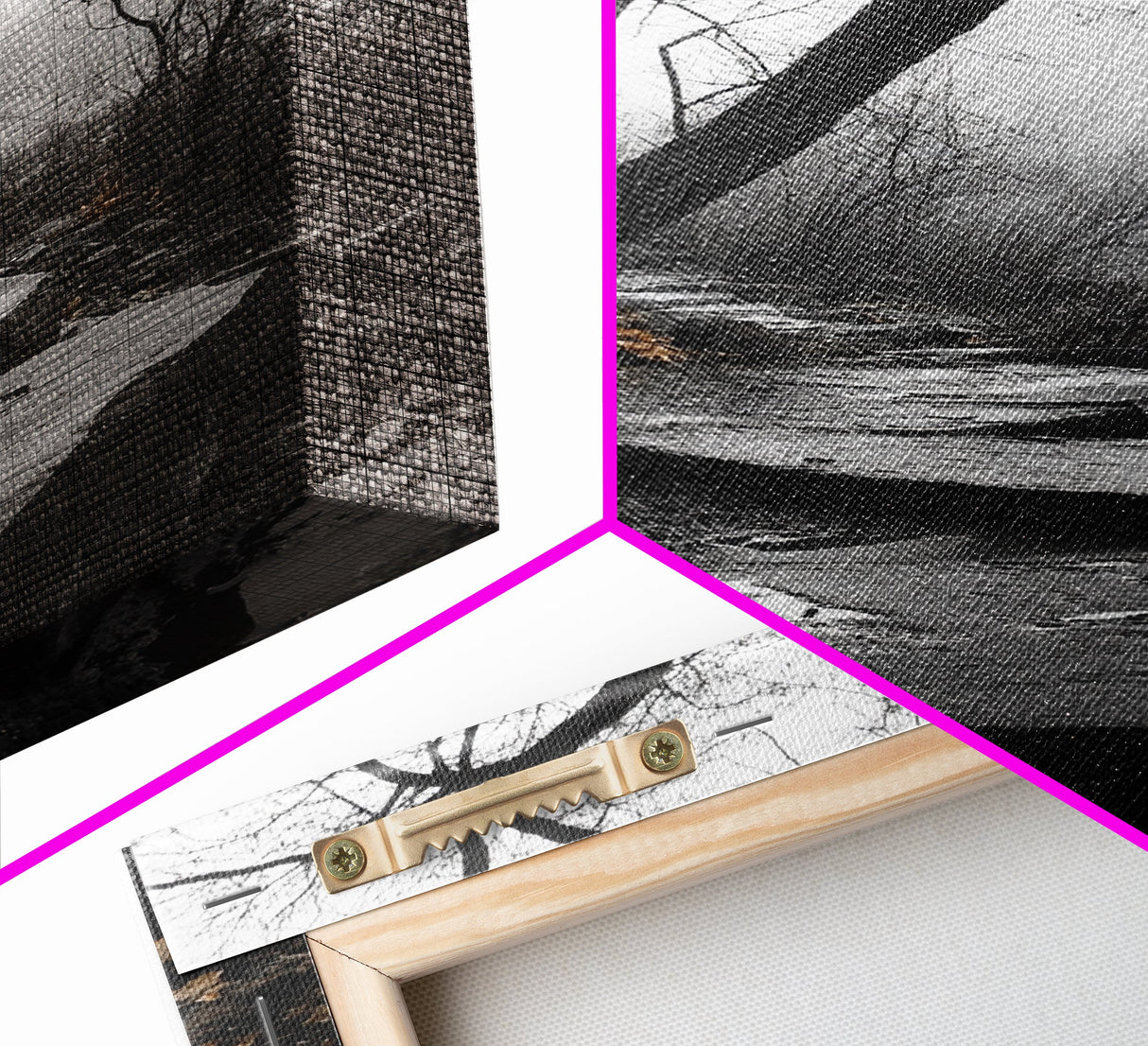 Stone Path, Autumn Trail, Moody Forest, Yellow Leaves, Canvas Print, Fall Nature Wall Art, Rustic Entryway Decor, Misty Woodland Scene