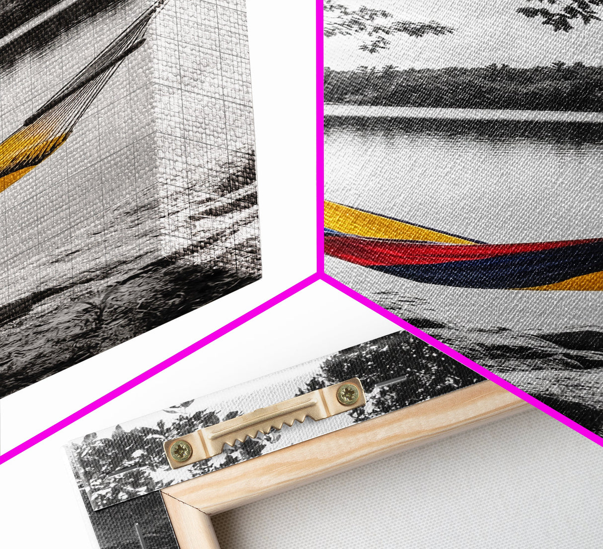 Hammock Lake Scene, Peaceful Nature Art, Fall Outdoors, Relaxed Escape, Framed Canvas Print, boho decor, bedroom art, cozy wall print