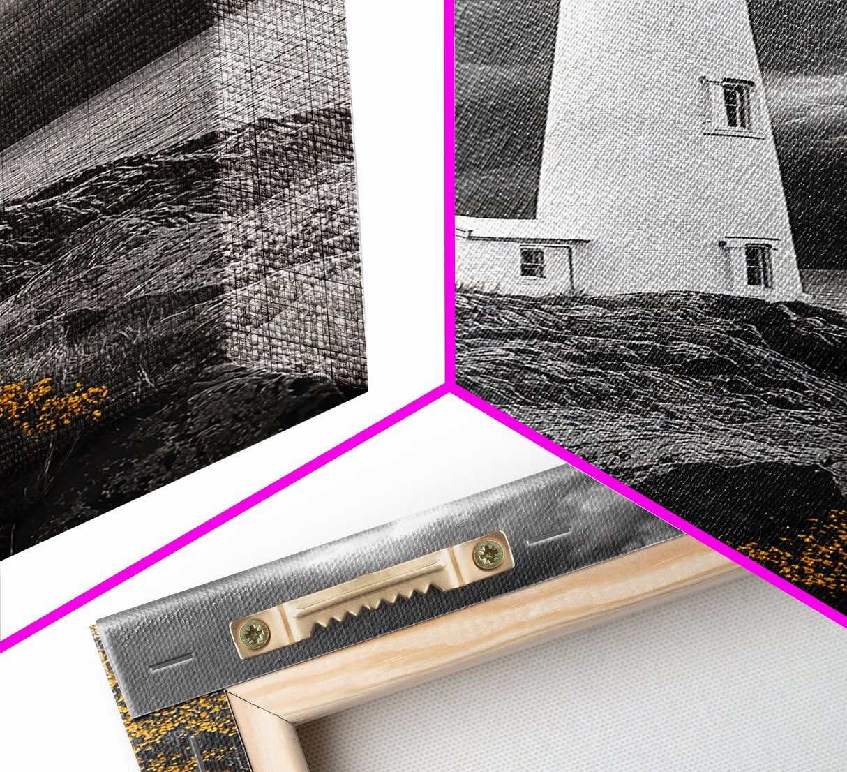 Red Beacon Lighthouse, Rocky Coast Light, Dramatic Storm Sky, Ocean Guide, Framed Canvas Print, nautical office wall art, bold coastal art
