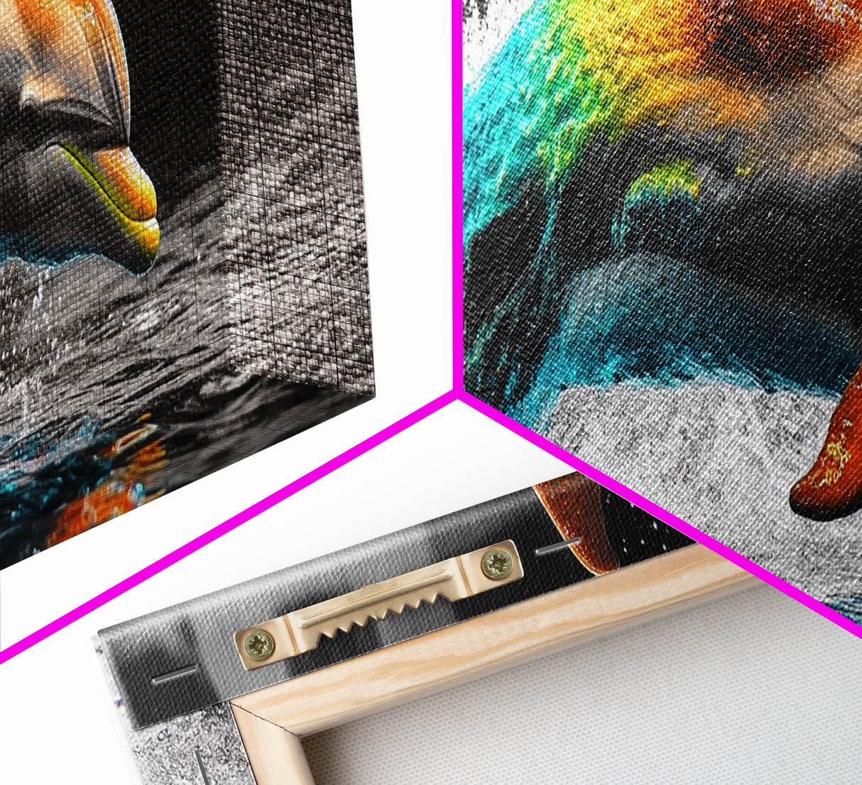 Color Splash Dolphin, Ocean Leap, Vibrant Marine, Joyful Moment — Canvas Print, Bathroom Decor, Beach House Wall Art, Pop Art Style