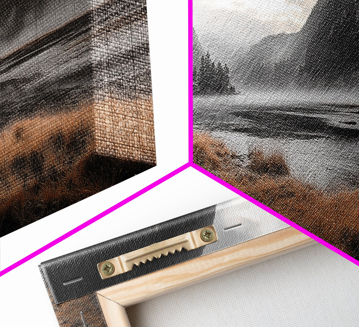 Misty Lake, Mountain Valley, Autumn Morning, Canvas Print, peaceful wilderness scene, rustic cabin decor, cozy nature artwork