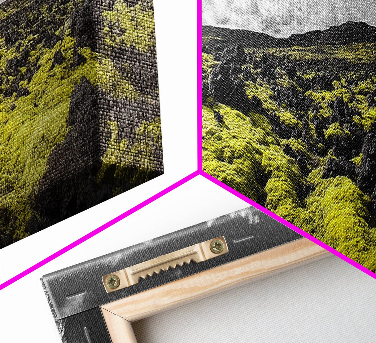 Golden Moss Hills, Modern Landscape, Earth Tones, Nature Scene, Canvas Print, Minimalist Art, Office Decor, Nature Lover Wall Art