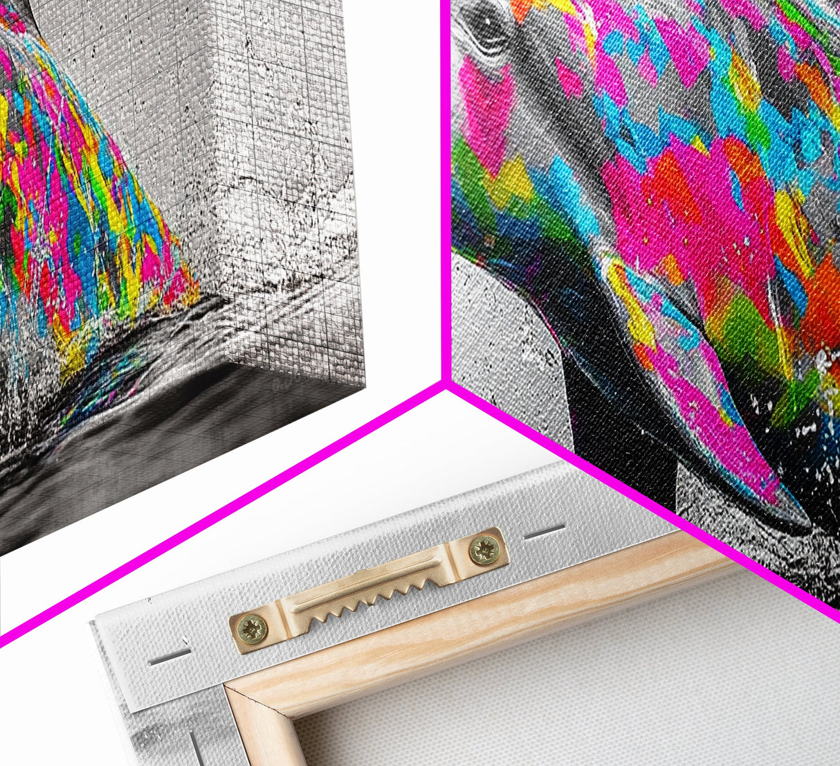 Rainbow Dolphin Splash, Colorful Ocean Animal, Vibrant Wildlife Art, Canvas Print, Coastal Kids Room Wall Art, Playroom Nautical Decor