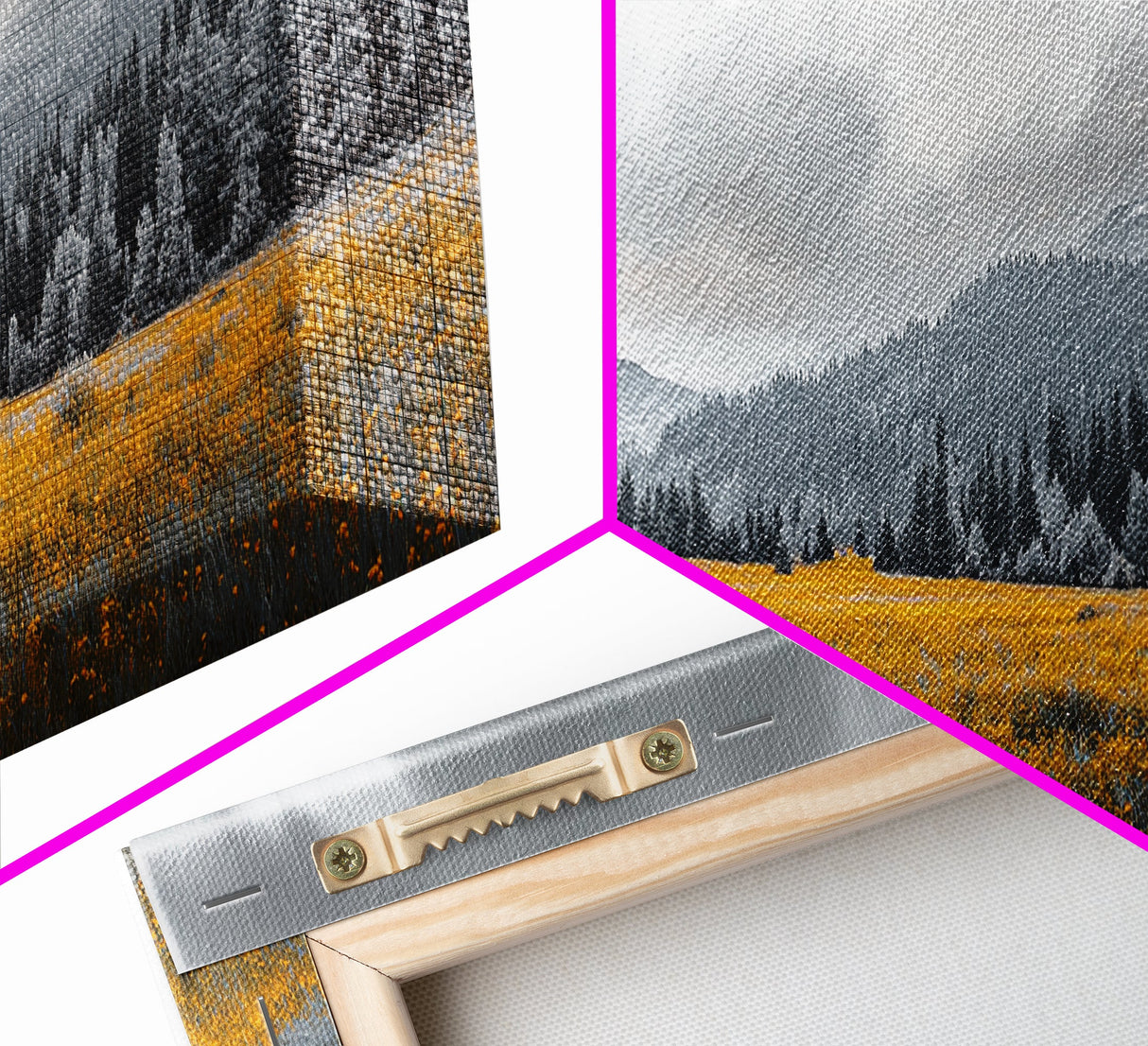 Lone Tree, Yellow Meadow, Autumn Landscape, Moody Forest, Framed Canvas Print, Nature Photography, Cabin Wall Art, Fall Home Decor