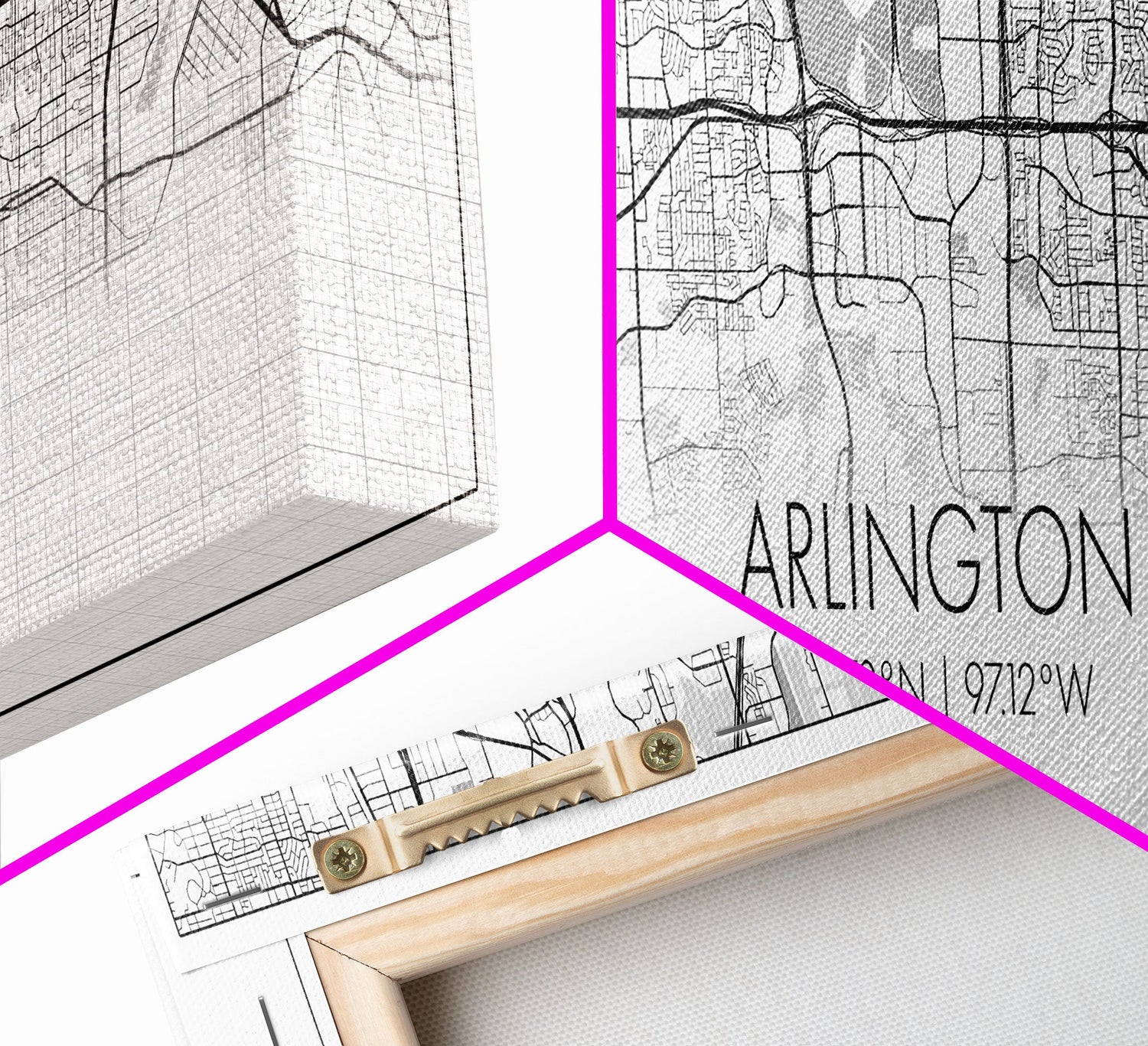 Panoramic Arlington City Map, Texas Art, Map Print, Minimalist Wall Art, Canvas Art, Housewarming Gift, Street Map Art, Closing Gift
