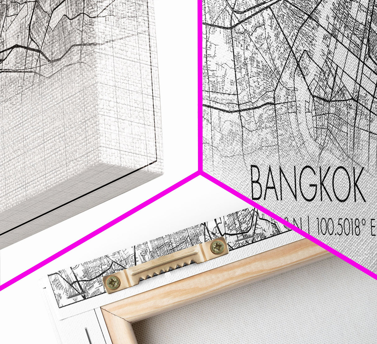 Panoramic Bangkok City Map, Thailand Art, Map Print, Minimalist Wall Art, Canvas Art, Housewarming Gift, Street Map Art, Closing Gift