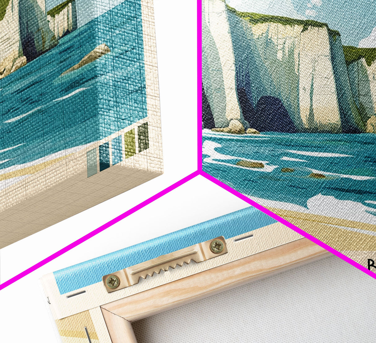 Botany Bay, United Kingdom Panoramic Print, Vacation Gift, United Kingdom Wall Art, Beach Painting, Beach Decor, Beach Or Lakehouse Art