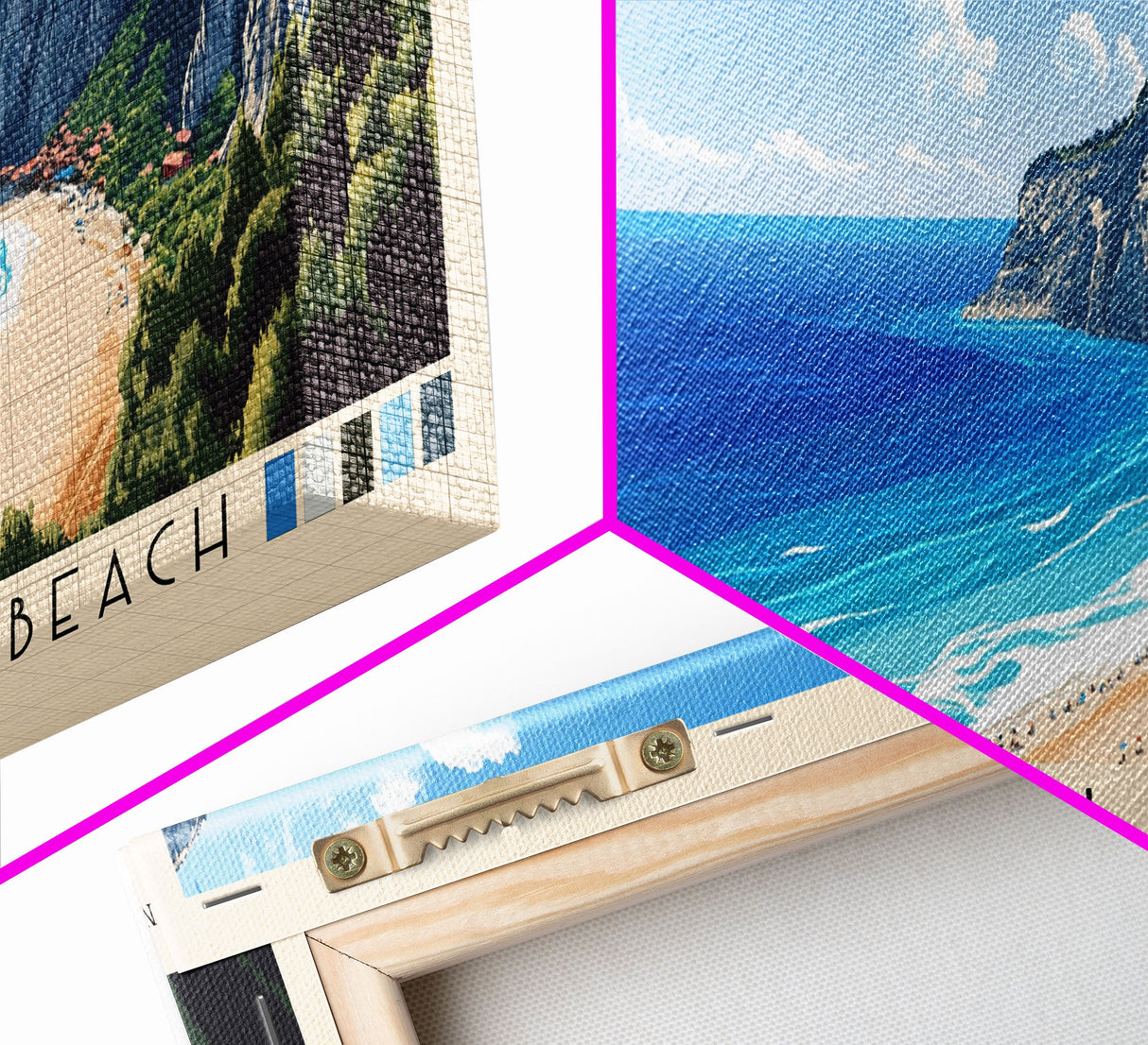 Butterfly Valley Beach, Turkey Panoramic Print, Vacation Gift, Turkey Wall Art, Beach Painting, Beach Decor, Large Wall Art, Wood Frame Art