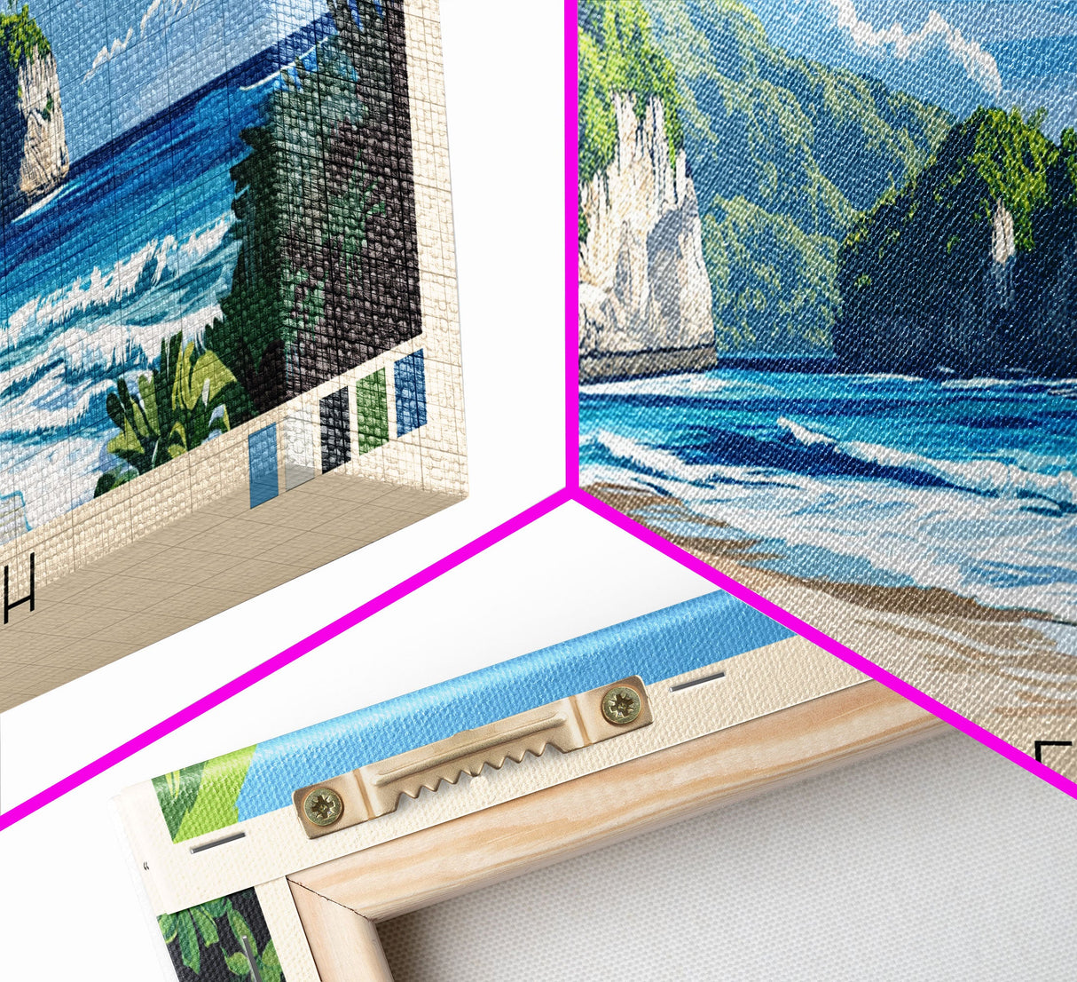 Bwanna Beach, Indonesia Panoramic Beach Print, Vacation Gift, Indonesia Wall Art, Framed Canvas Print, Framed Beach Painting