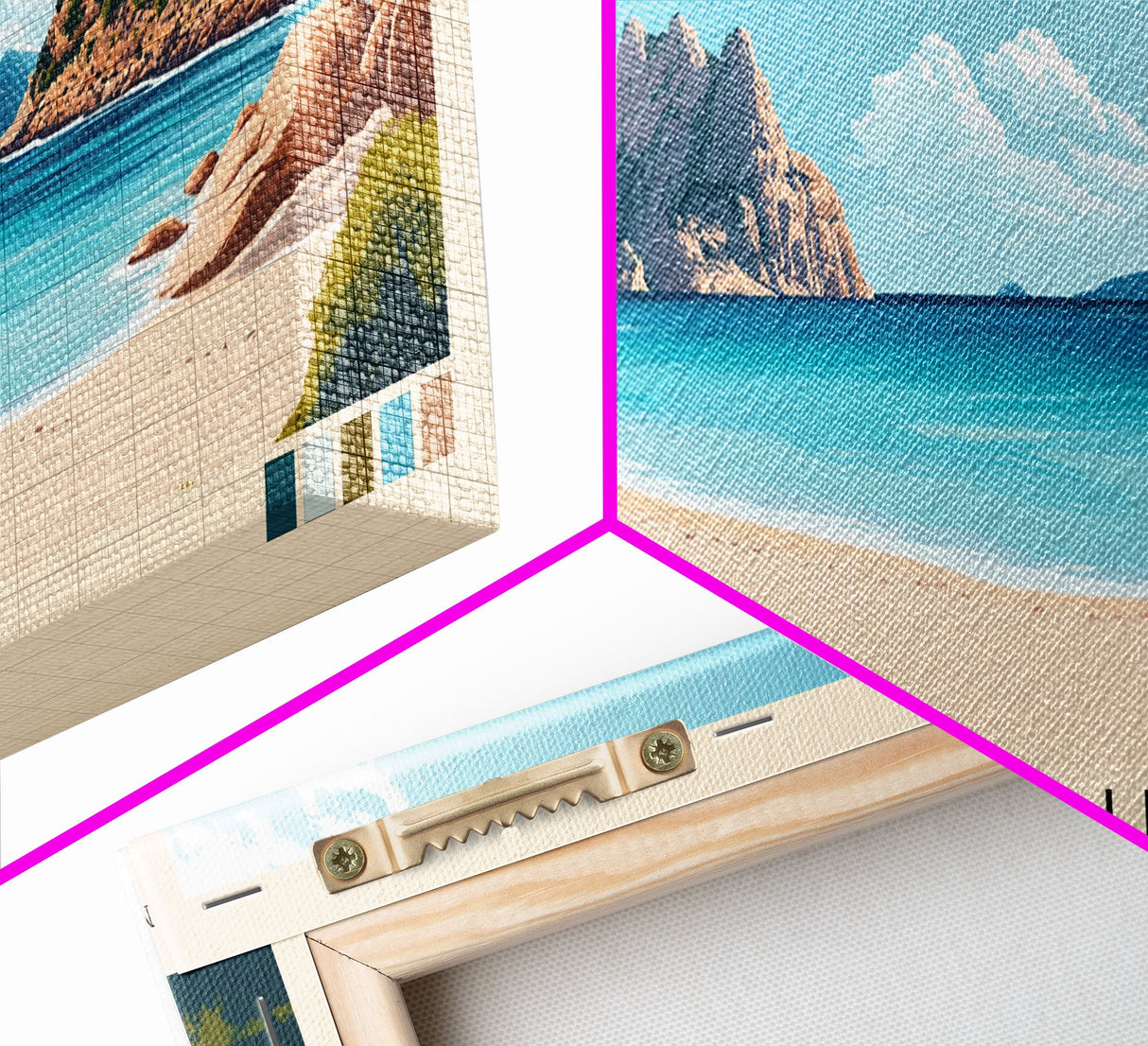 Cala Saura, Spain Panoramic Print, Vacation Gift, Spain Wall Art, Beach Painting, Beach Decor, Large Wall Art, Wood Frame Art