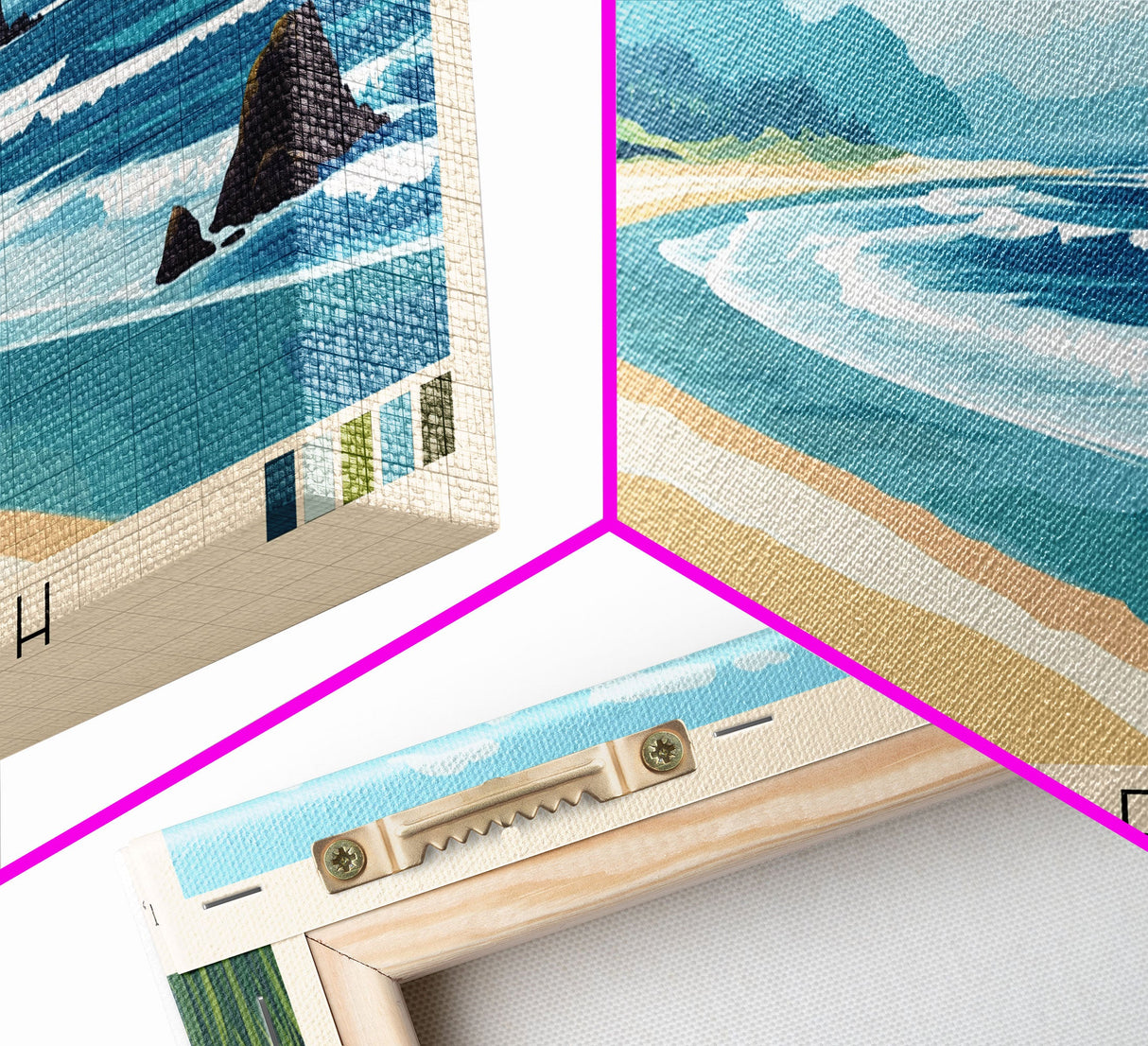 Cannon Beach, Oregon Panoramic Beach Print, Vacation Gift, Oregon Wall Art, Beach Painting, Beach Decor, Beach Painting