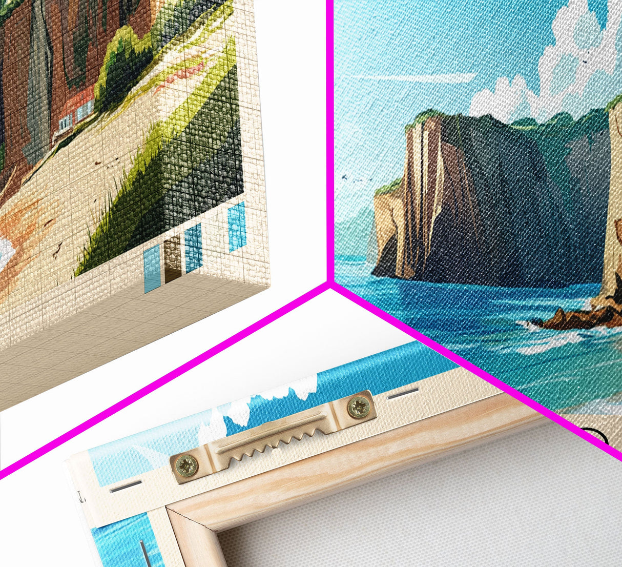 Cap Coz, France Panoramic Print, Vacation Gift, France Wall Art, Beach Painting, Beach Decor, Large Wall Art, Wood Frame Art