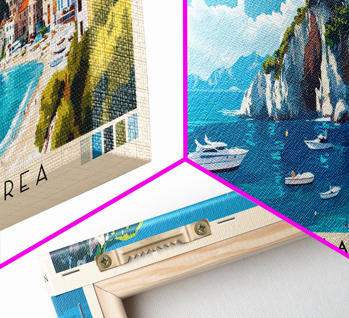 Capo Sant’Andrea, Italy Panoramic Beach Print, Vacation Gift, Italy Wall Art, Framed Canvas Print, Framed Beach Painting