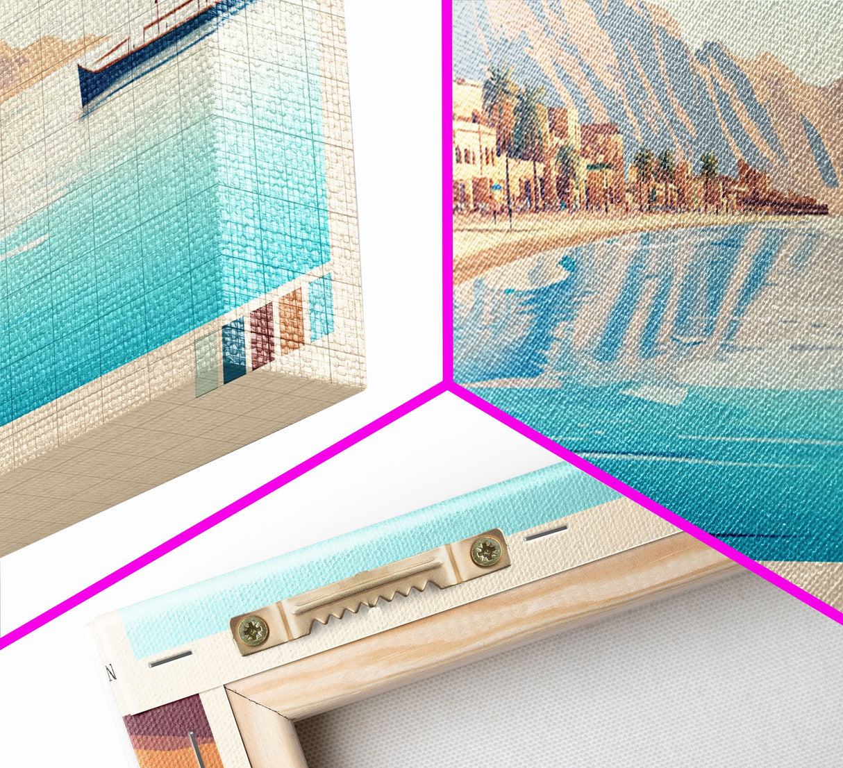 Taba, Egypt Panoramic Print, Vacation Gift, Egypt Wall Art, Beach Painting, Beach Decor, Large Wall Art, Wood Frame Art