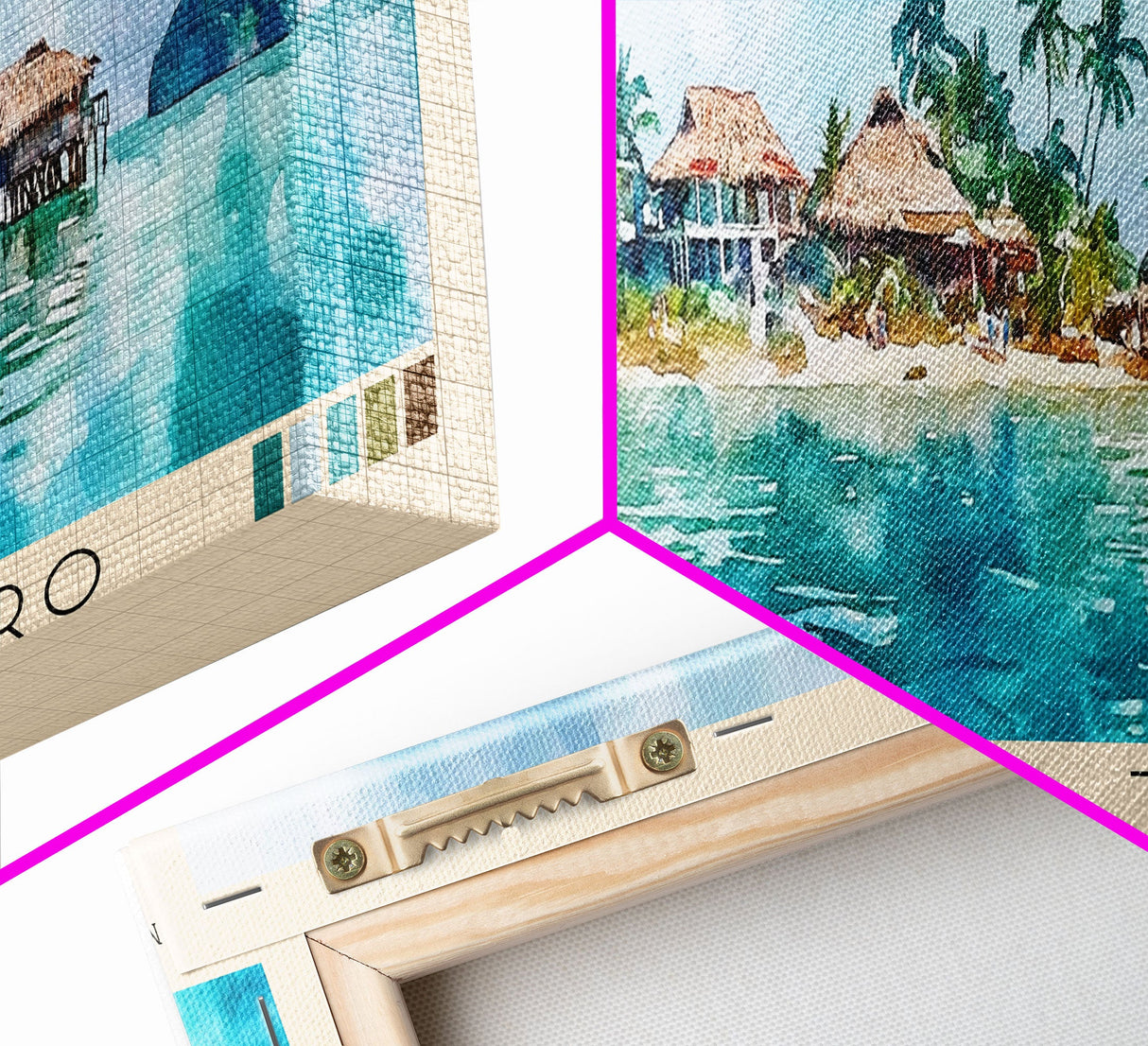 Bocas del Toro , Panamá Watercolor Beach Print, Vacation Gift, Panamá Wall Art, Framed Canvas Print, Framed Beach Painting