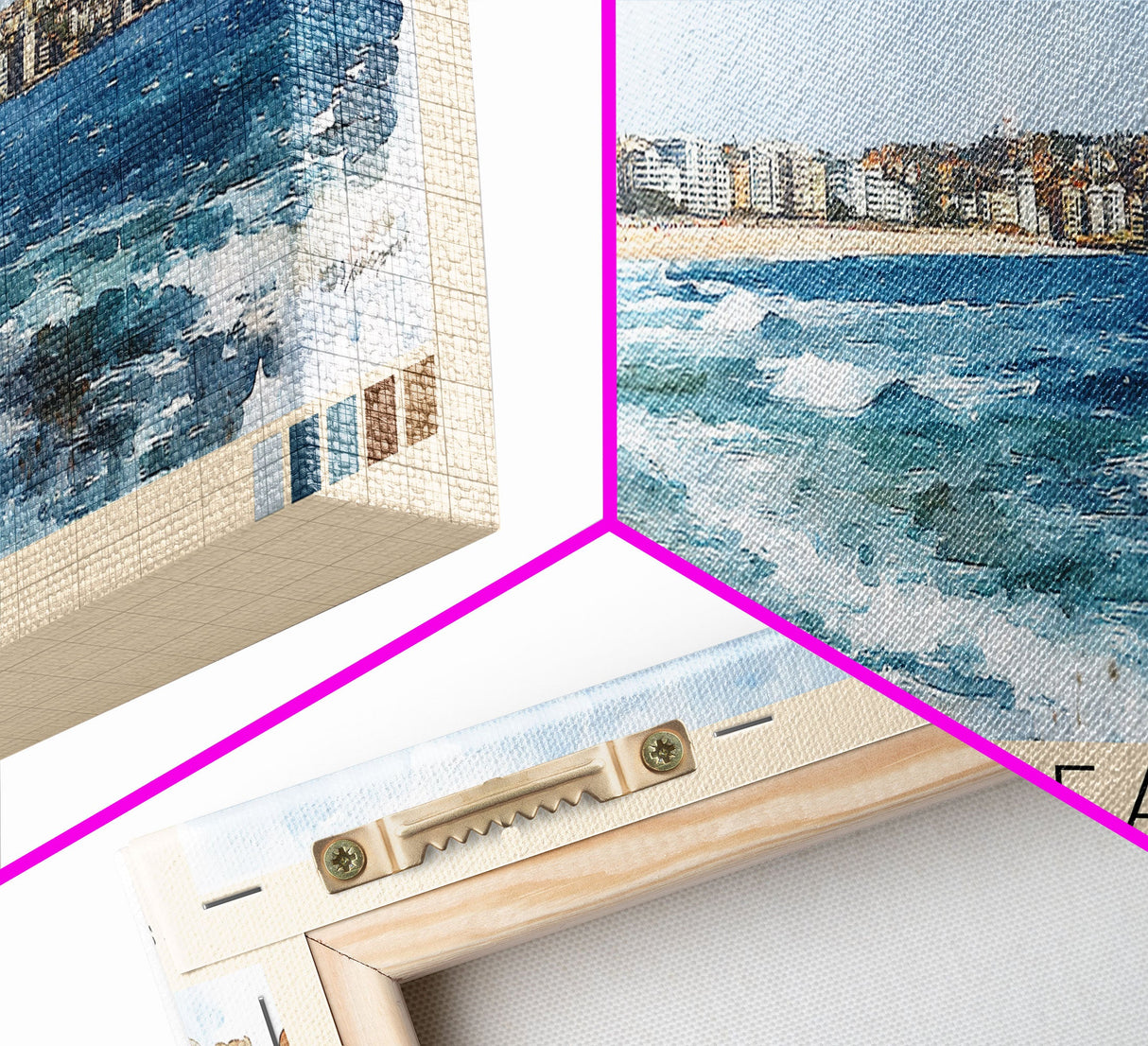 Bondi Beach, Sydney, Australia Watercolor Print, Vacation Gift, Sydney, Australia Wall Art, Beach Painting, Beach Decor, Large Wall Art, Wood Frame Art