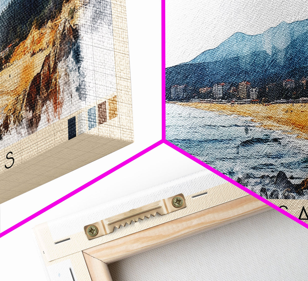 Golden Sands, Bulgaria Watercolor Beach Print, Vacation Gift, Bulgaria Wall Art, Framed Canvas Print, Framed Beach Painting