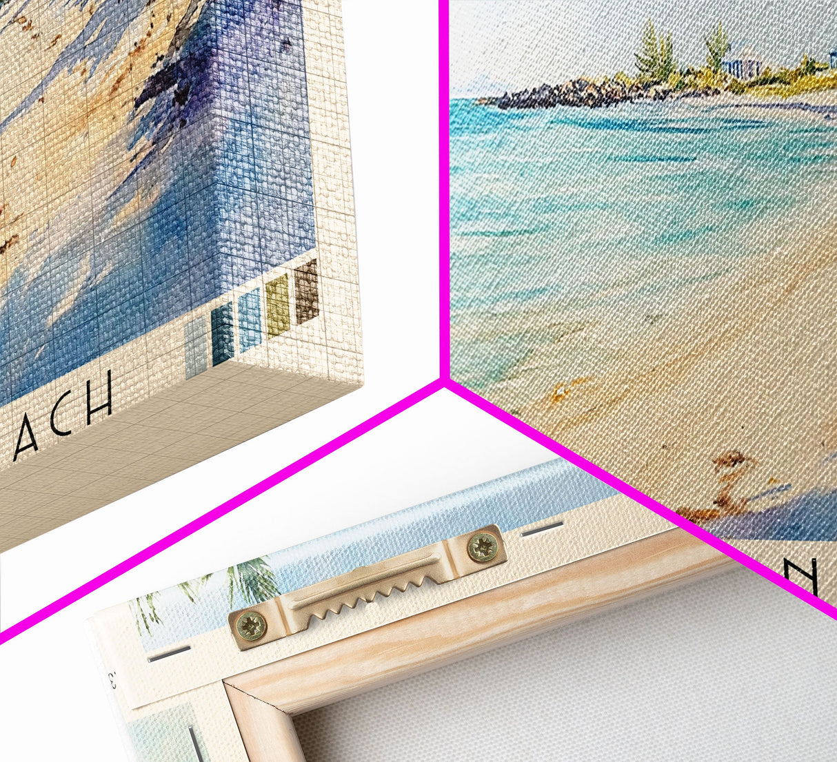 Honeymoon Beach, US Virgin islands Watercolor Beach Print, Vacation Gift, US Virgin islands Wall Art, Framed Canvas Print, Framed Beach Painting