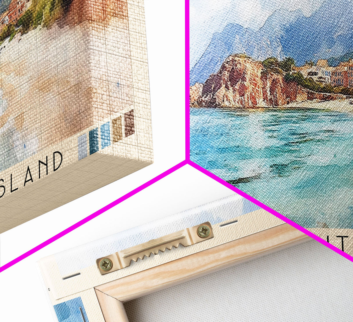 Santa Margarita Island, France Watercolor Print, Vacation Gift, France Wall Art, Beach Painting, Beach Decor, Large Wall Art, Wood Frame Art