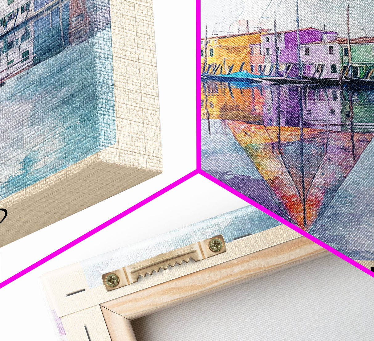 Burano, Italy Watercolor Print, Vacation Gift, Italy Wall Art, Beach Painting, Beach Decor, Large Wall Art, Wood Frame Art