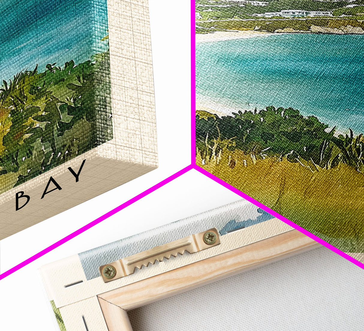 Captain's Bay, Anguila Watercolor Print, Vacation Gift, Anguila Wall Art, Beach Painting, Beach Decor, Large Wall Art, Wood Frame Art