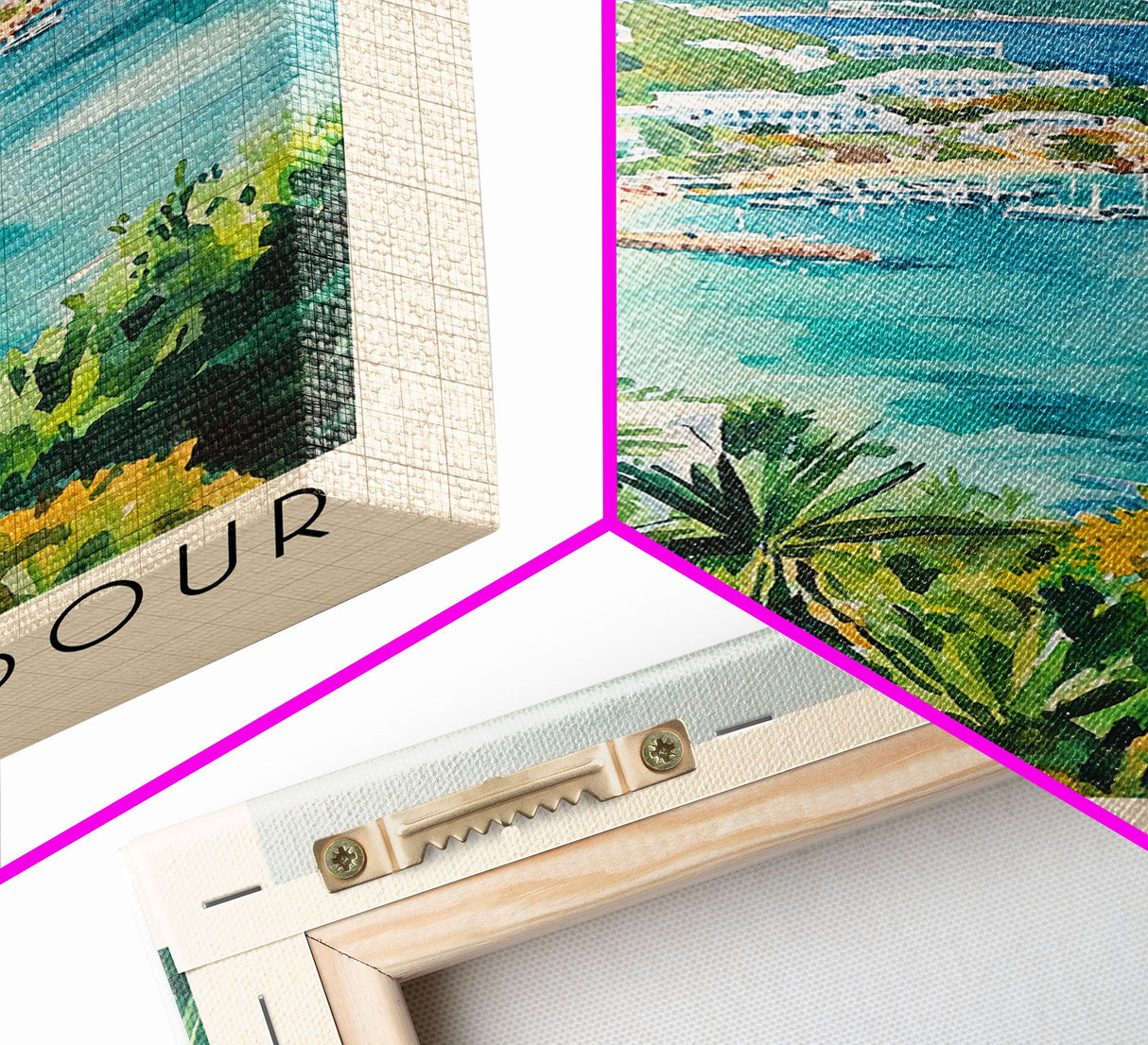 Island Harbour, Anguila Watercolor Print, Vacation Gift, Anguila Wall Art, Beach Painting, Beach Decor, Large Wall Art, Wood Frame Art