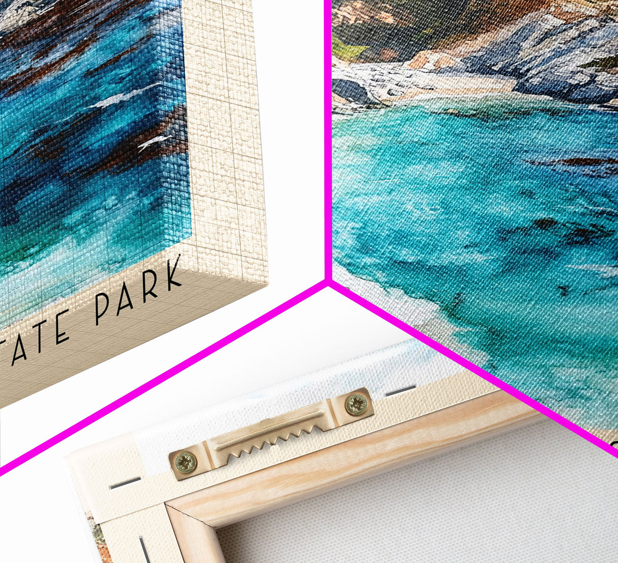 Julia Pfeiffer Burns State Park, California Watercolor Beach Print, Vacation Gift, California Wall Art, Framed Canvas Print, Framed Beach Painting