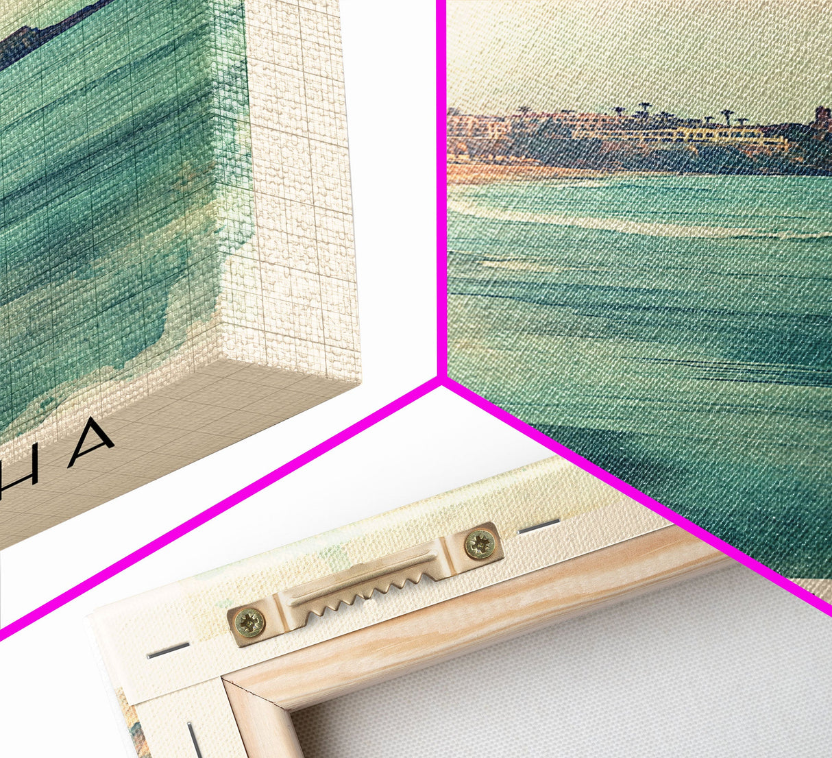 La Concha, Spain Watercolor Print, Vacation Gift, Spain Wall Art, Beach Painting, Beach Decor, Large Wall Art, Wood Frame Art