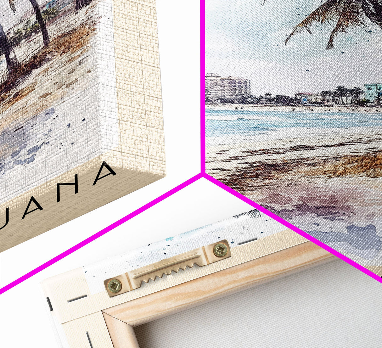 Playa Maguana, Cuba Watercolor Beach Print, Vacation Gift, Cuba Wall Art, Framed Canvas Print, Framed Beach Painting