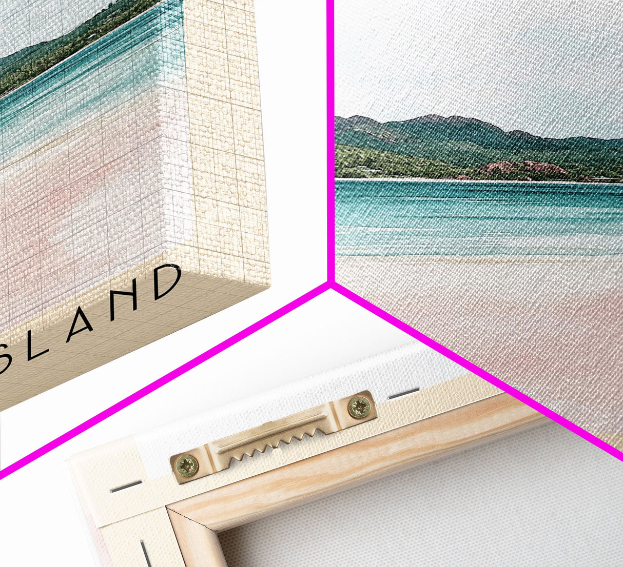 Silhouette Island, Seychelles Watercolor Print, Vacation Gift, Seychelles Wall Art, Beach Painting, Beach Decor, Large Wall Art, Wood Frame Art