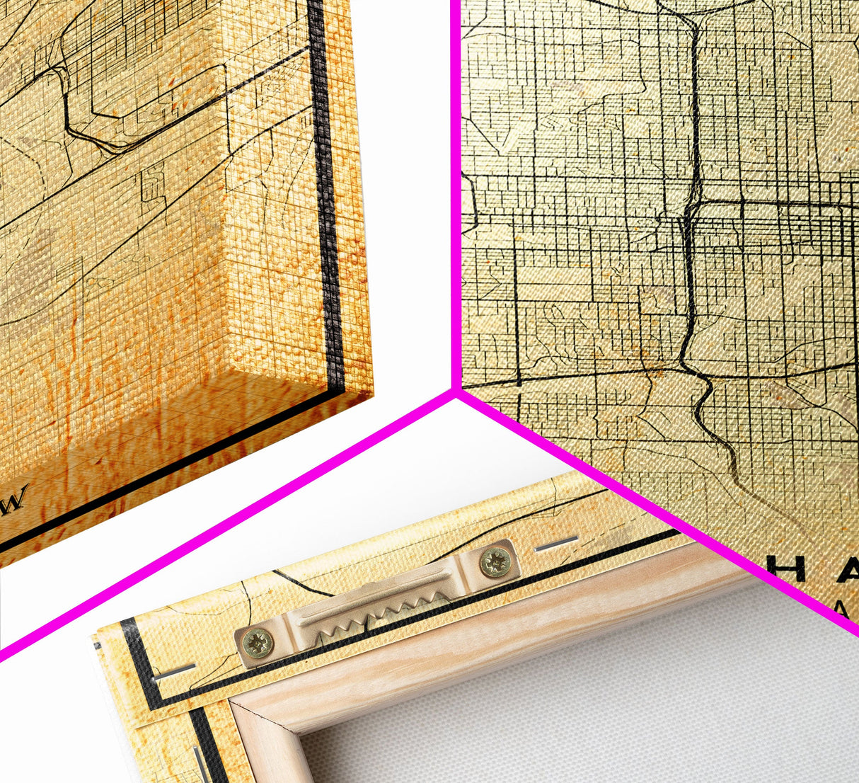 Omaha Nebraska map print poster or framed canvas, Omaha map print poster canvas, Omaha city map print poster canvas, Vintage Travel Art