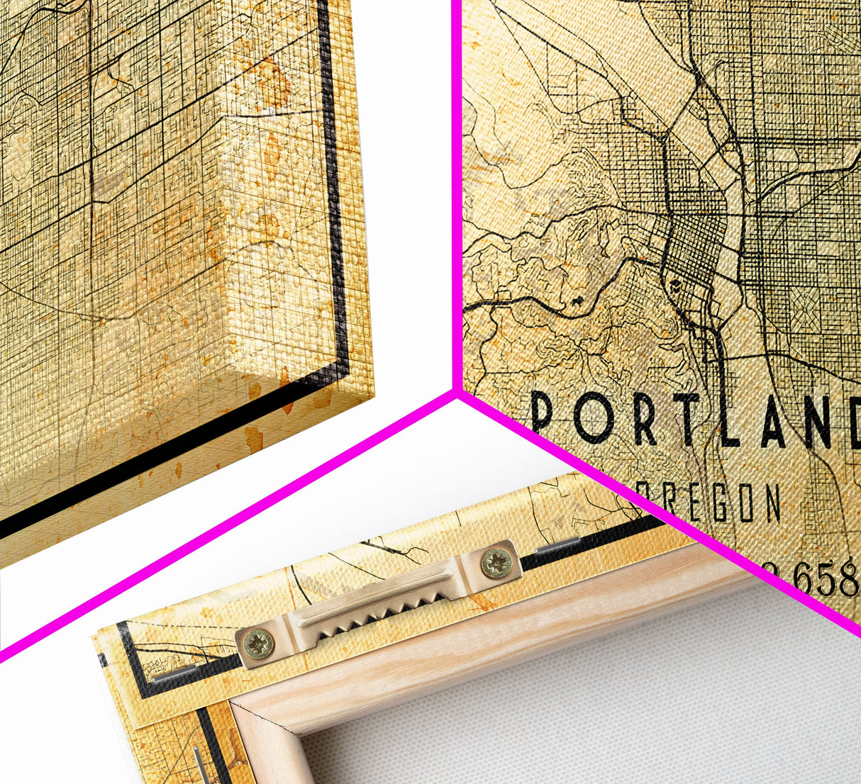 Portland Oregon Street Map, Framed Canvas Art, Oregon United States Road Map Wall Art, Office Wall Art, Portland Wall Decor for Office