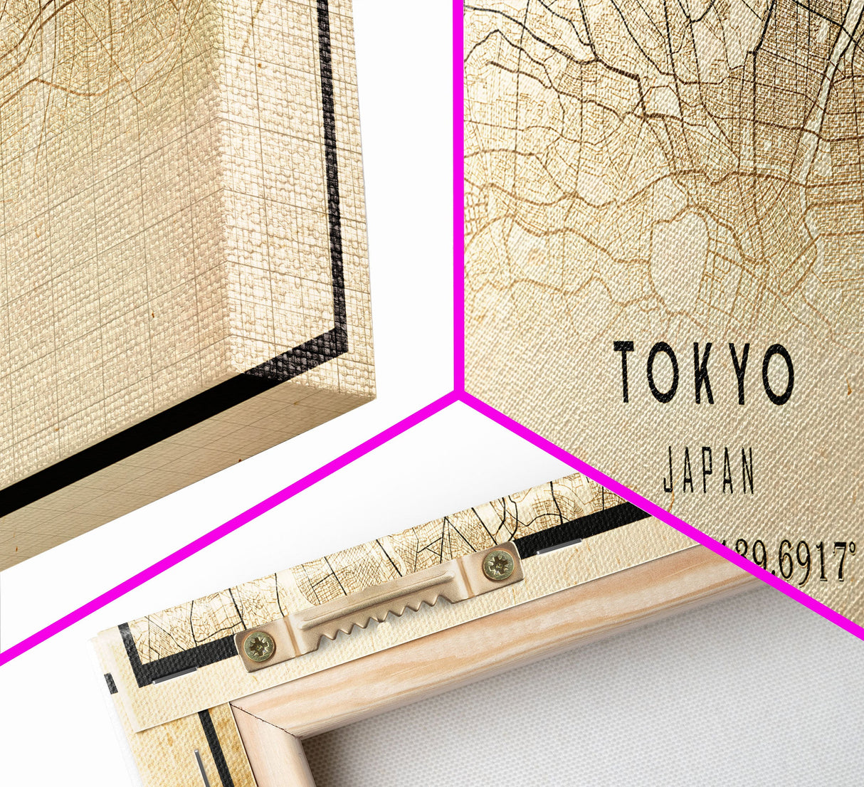 Tokyo Japan Panoramic map print poster or framed canvas, Tokyo map print poster canvas, Japan city map print canvas, Vintage Travel Art
