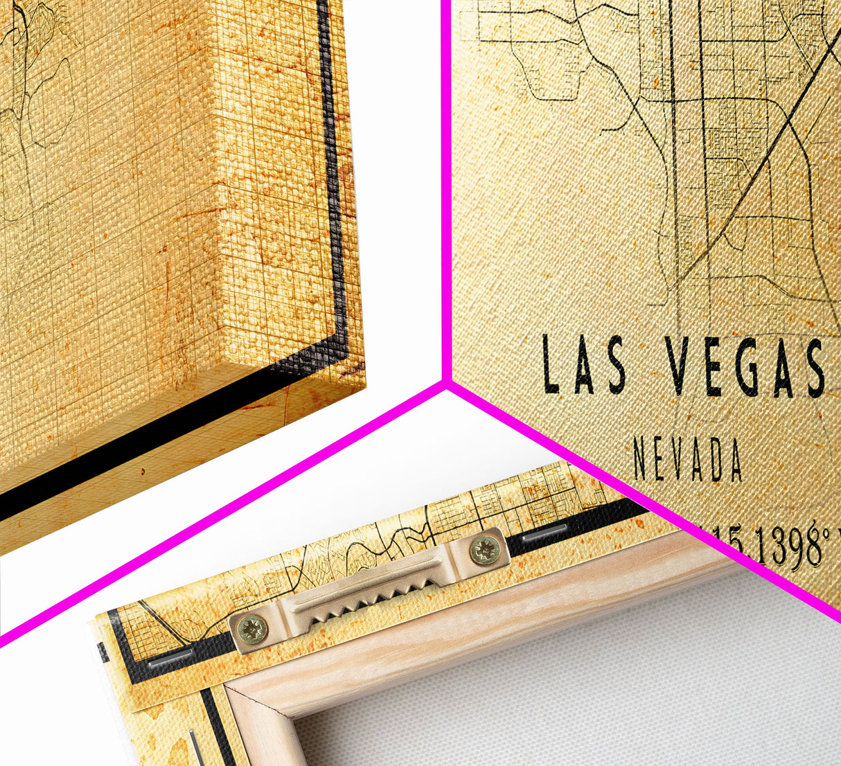 Panoramic Old Las Vegas City Map Wall Art Canvas Print, Vintage Style Las Vegas Map, Framed Wall Art, Cool Las Vegas Wall Art, Office Decor