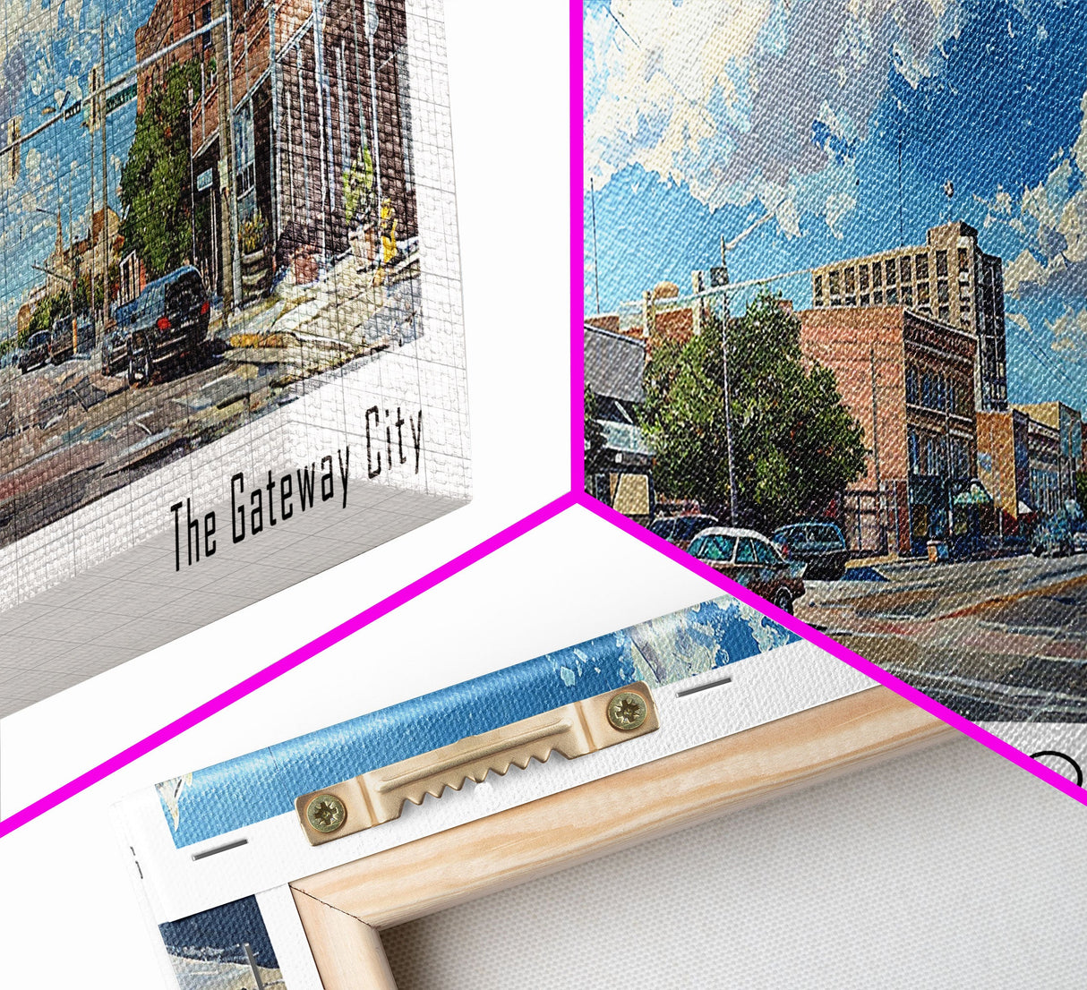 Laredo Texas Panoramic Cityscape Painting, Framed Canvas Print, Urban Decor, Office Wall Art, Watercolor Travel Poster, Home Decoration