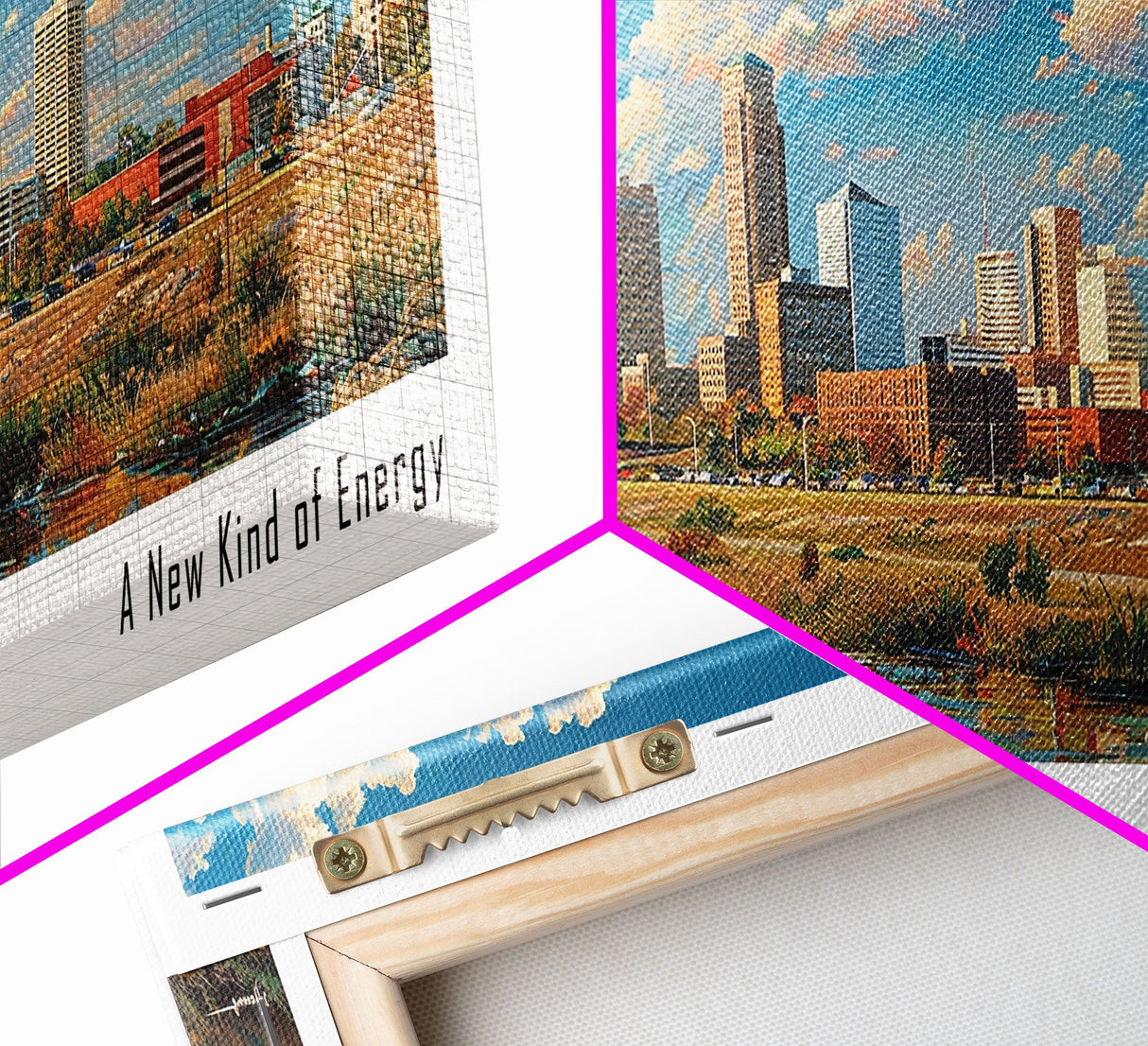 Tulsa Oklahoma Panoramic Framed Canvas Print, Retro Wall Art, Travel Poster, Artistic Living Room Decor, Unique Office Gift, Original Artwork