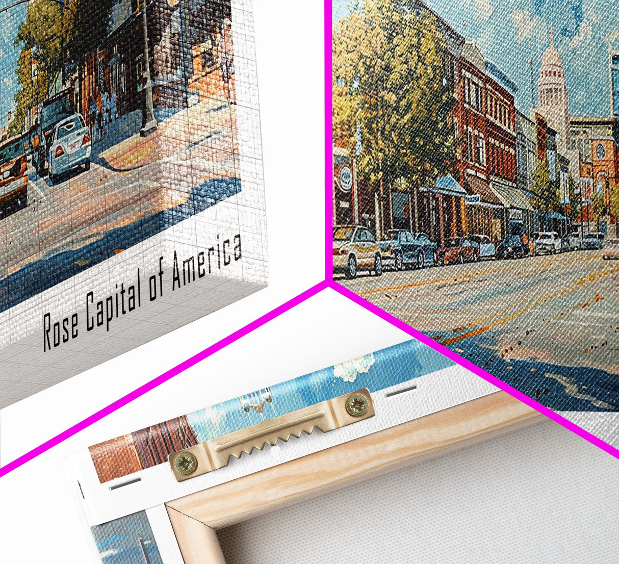 Tyler Texas Panoramic Wall Art, Framed Canvas Print, Retro Style Travel Poster, Unique Living Room Decor, Artistic Office Piece, Original Gift