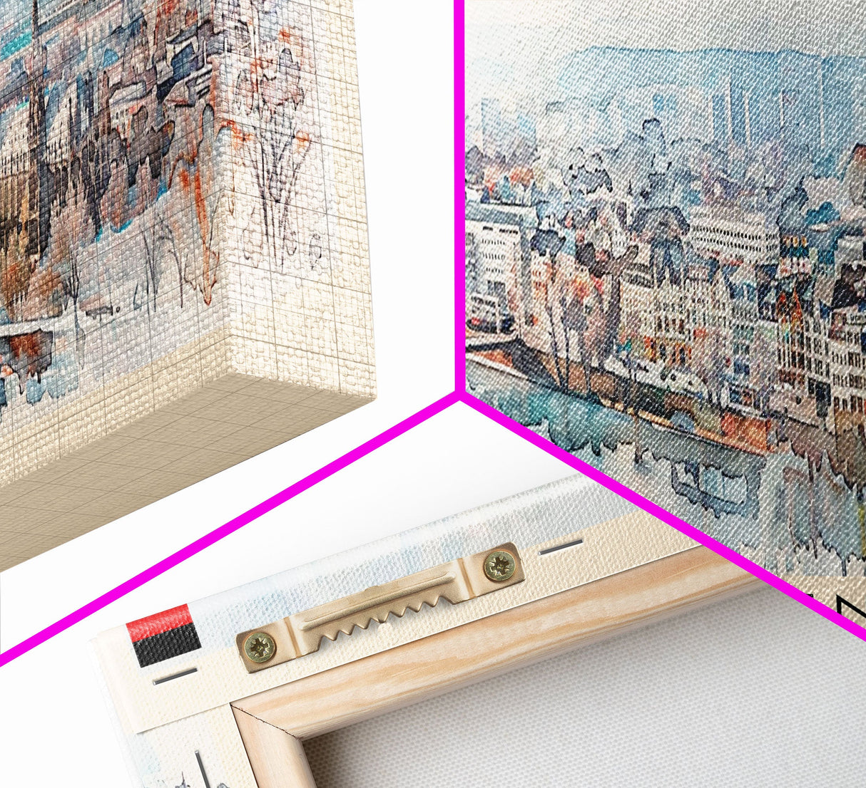 Aachen Germany Panoramic Travel Poster, Framed Canvas Print or Metal Wall Art, Travel Art, Home Decor, Panoramic Painting, Midcentury Art