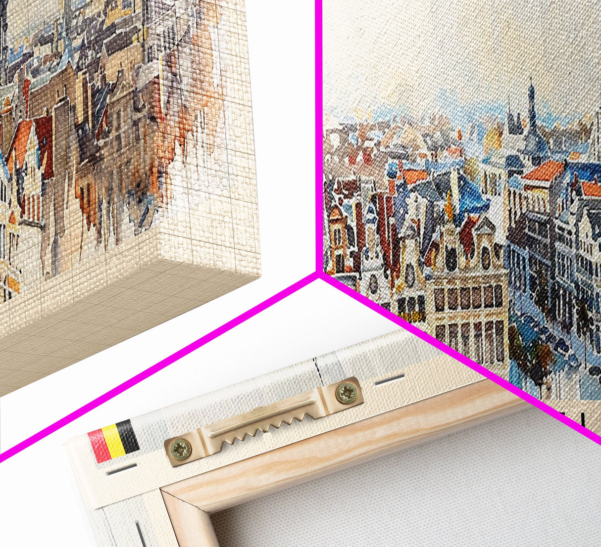 Brussels Belgium Panoramic Travel Poster, Framed Canvas Print or Metal Wall Art, Travel Art, Home Decor, Panoramic Painting, Midcentury Art