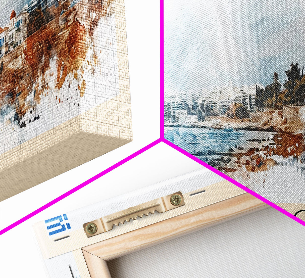 Heraklion Greece Panoramic Travel Poster, Framed Canvas Print or Metal Wall Art, Travel Art, Home Decor, Panoramic Painting, Midcentury Art