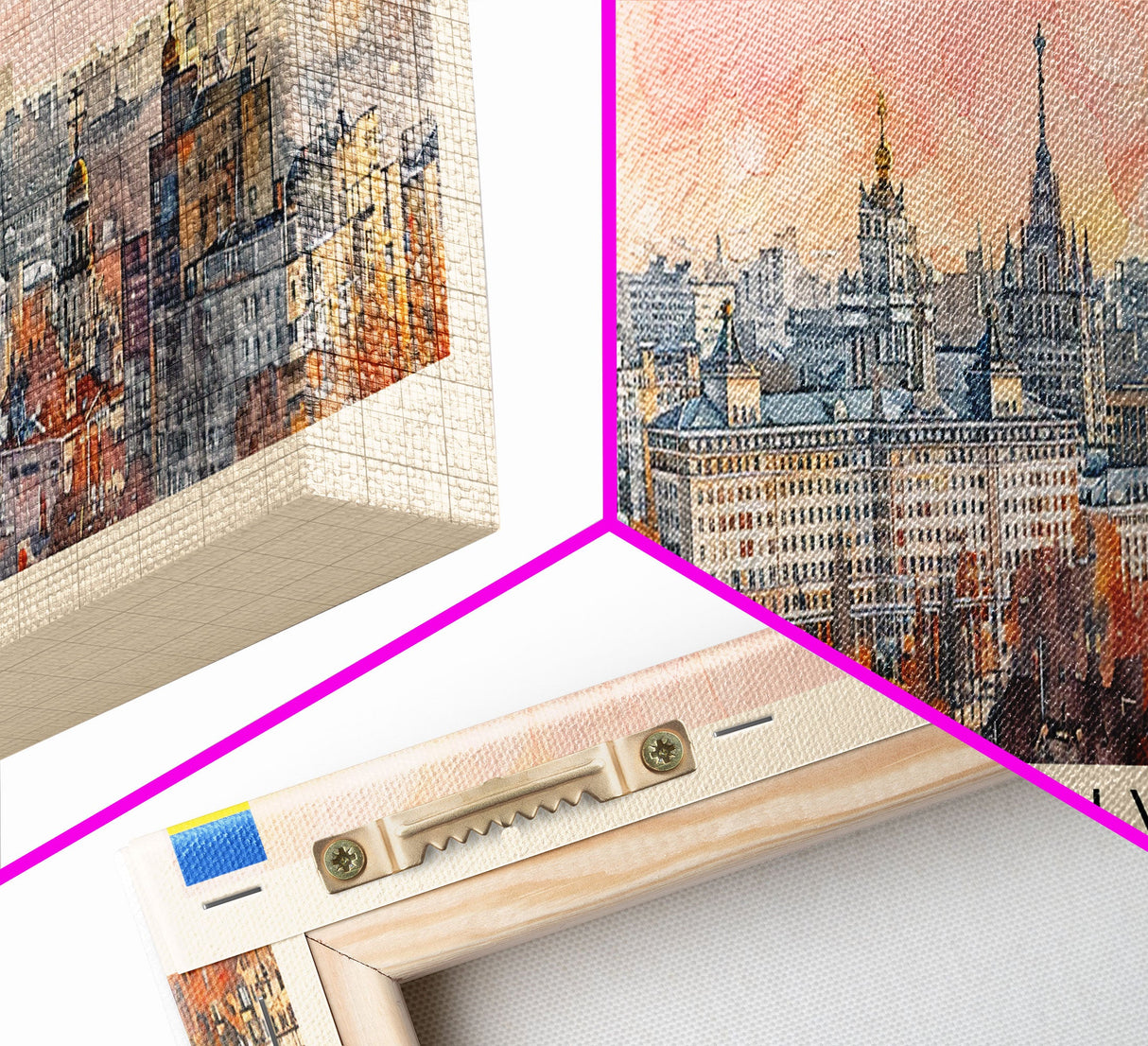 Kharkiv Ukraine Panoramic Travel Poster, Framed Canvas Print or Metal Wall Art, Travel Art, Home Decor, Panoramic Painting, Midcentury Art