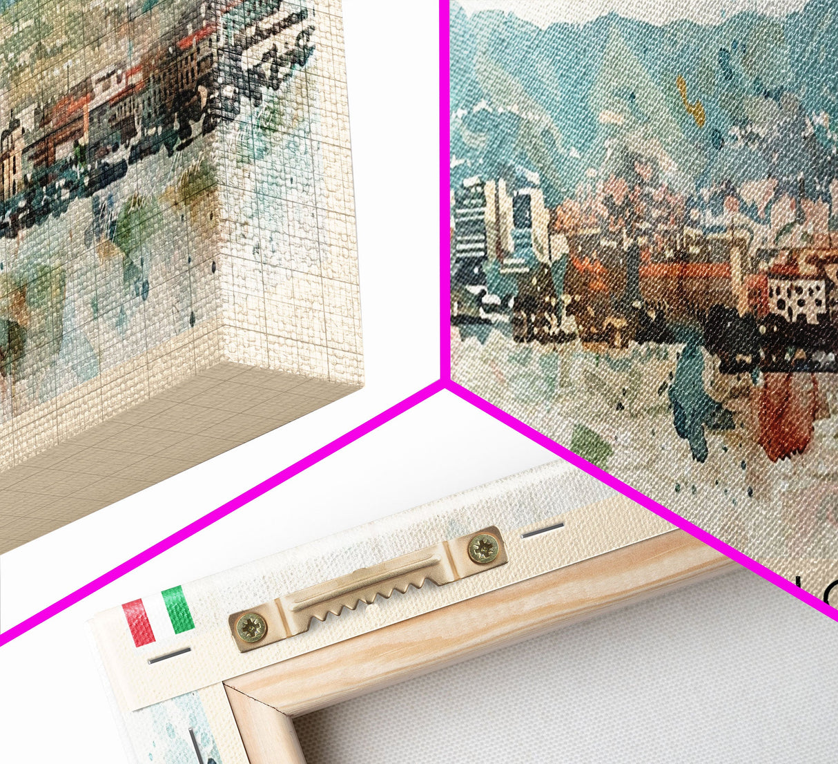 Livorno Italy Panoramic Travel Poster, Framed Canvas Print or Metal Wall Art, Travel Art, Home Decor, Panoramic Painting, Midcentury Art