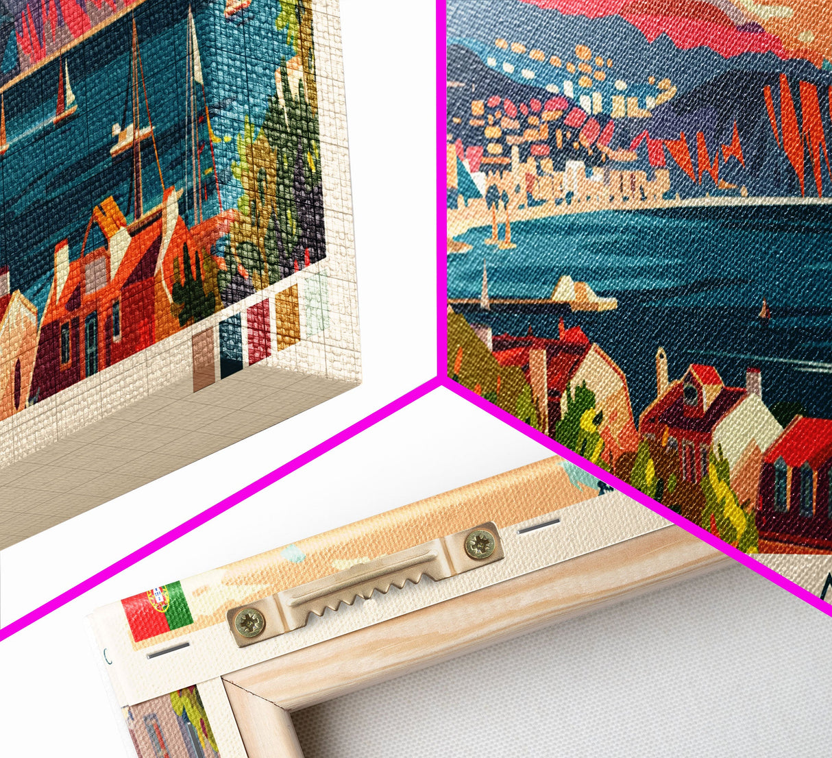 Almada Portugal Travel Art, City Art, Framed Canvas Print or Metal Wall Art, Europe Travel Poster, Panoramic Wall Art, Extra Wide Wall Art