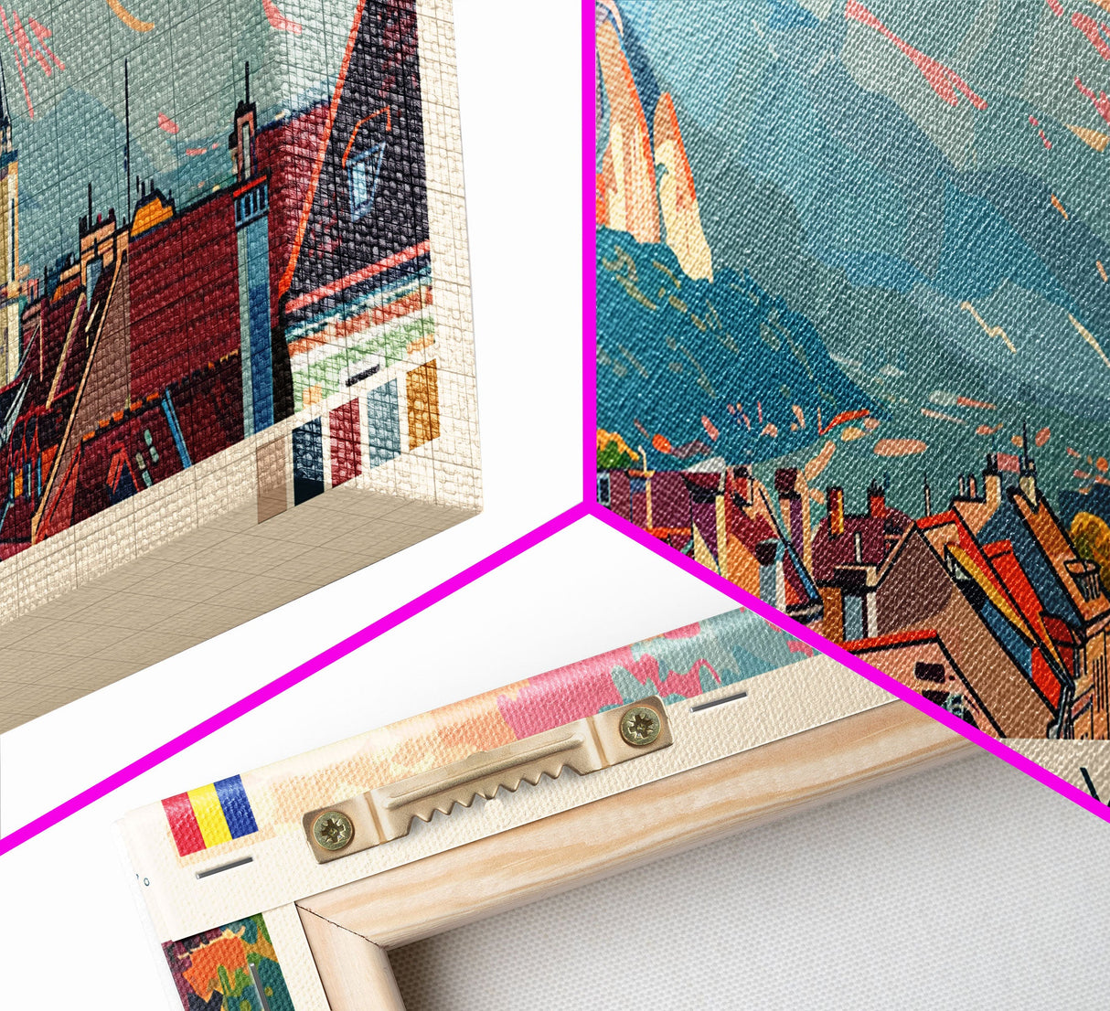 Brasov Romania Panoramic Travel Poster, Framed Canvas Print or Metal Wall Art, Travel Art, Home Decor, Panoramic Painting, Midcentury Art