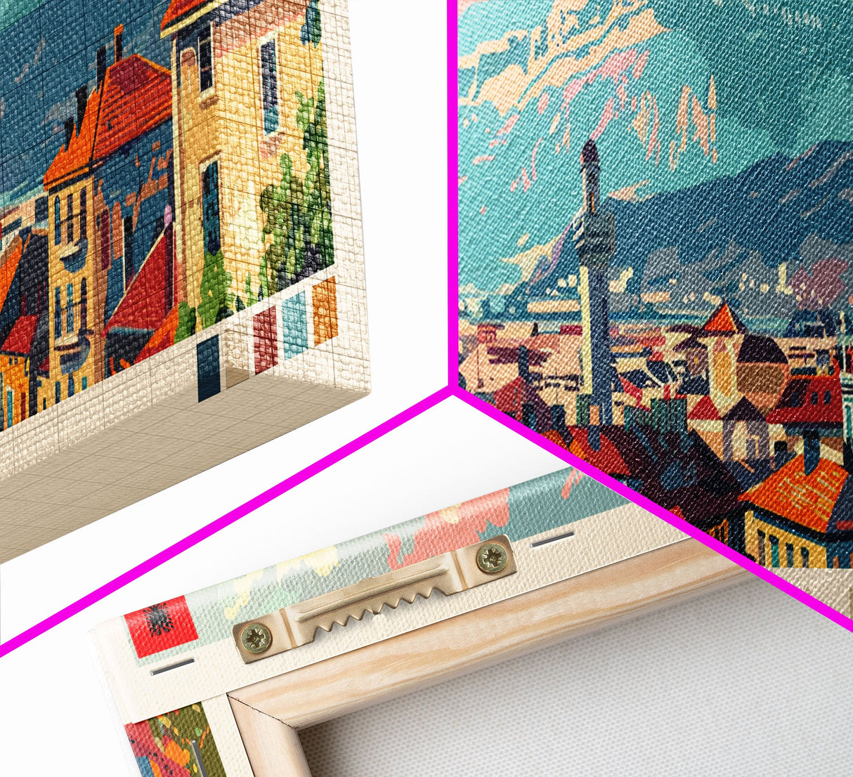 Elbasan Albania Travel Print Wall Art, Panoramic City Art, Travel Art, Wall Decor, Vacation Gift, Framed Canvas Print Or Metal Art