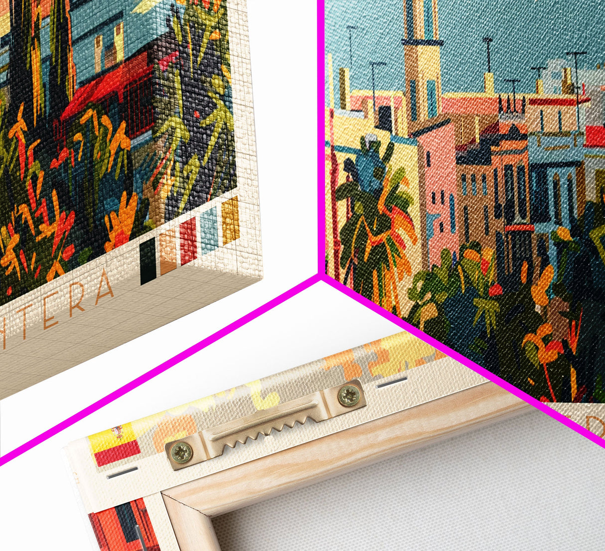 Jerez D eLa Frontera Spain Panoramic Travel Poster, Framed Canvas Print or Metal Wall Art, Travel Art, Home Decor, Panoramic Painting, Midcentury Art