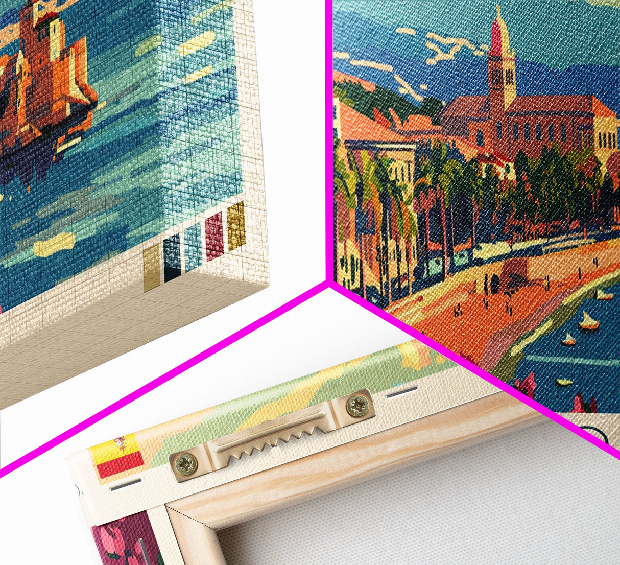 Tarragona Spain Panoramic Travel Poster, Framed Canvas Print or Metal Wall Art, Travel Art, Home Decor, Panoramic Painting, Midcentury Art