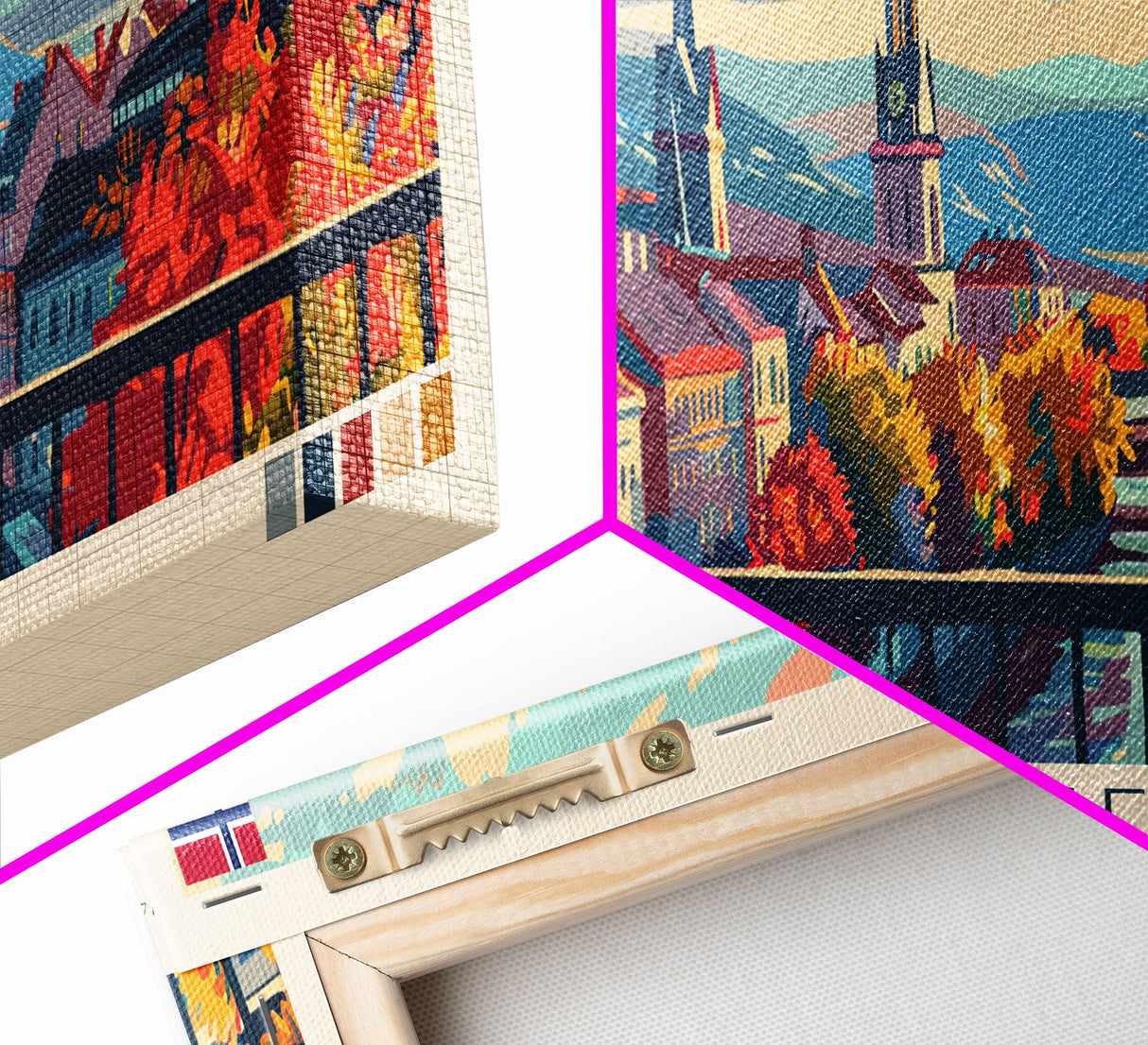 Trondheim Norway Travel Print Wall Art, Panoramic City Art, Travel Art, Wall Decor, Vacation Gift, Framed Canvas Print Or Metal Art