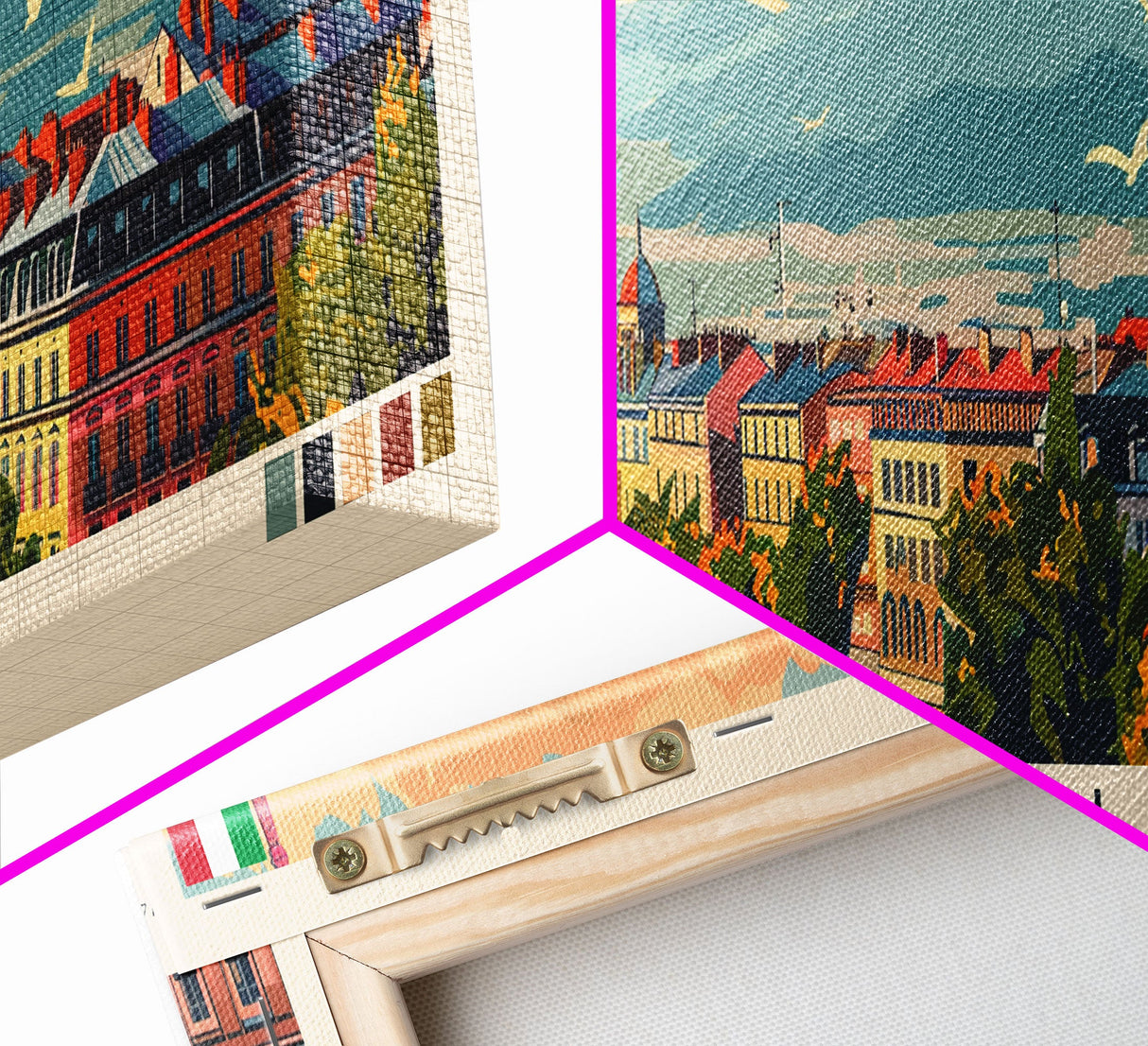 Turin Italy Panoramic Travel Poster, Framed Canvas Print or Metal Wall Art, Travel Art, Home Decor, Panoramic Painting, Midcentury Art