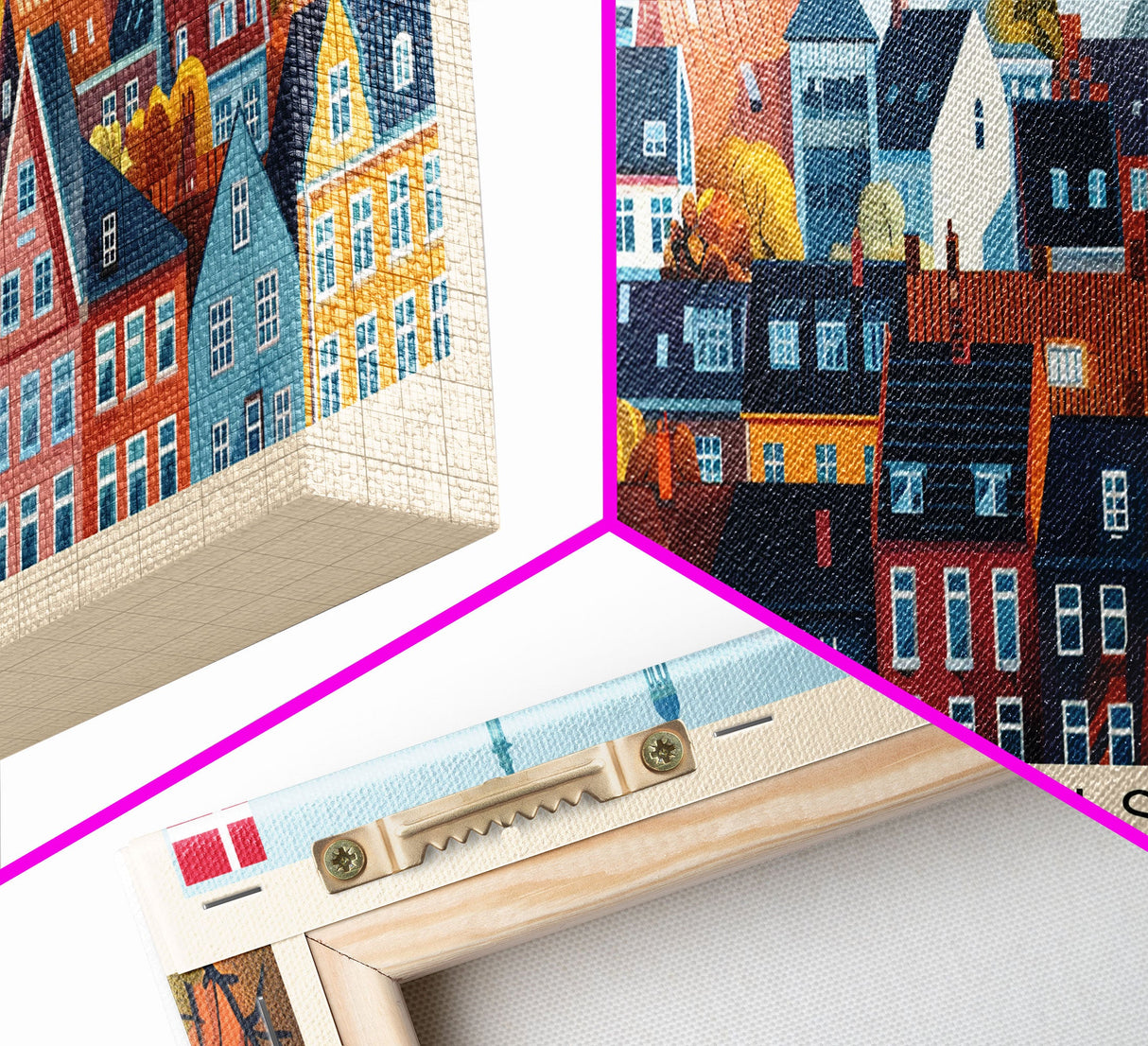 Aarhus Denmark Panoramic Travel Poster, Framed Canvas Print or Metal Wall Art, Travel Art, Home Decor, Panoramic Painting, Midcentury Art